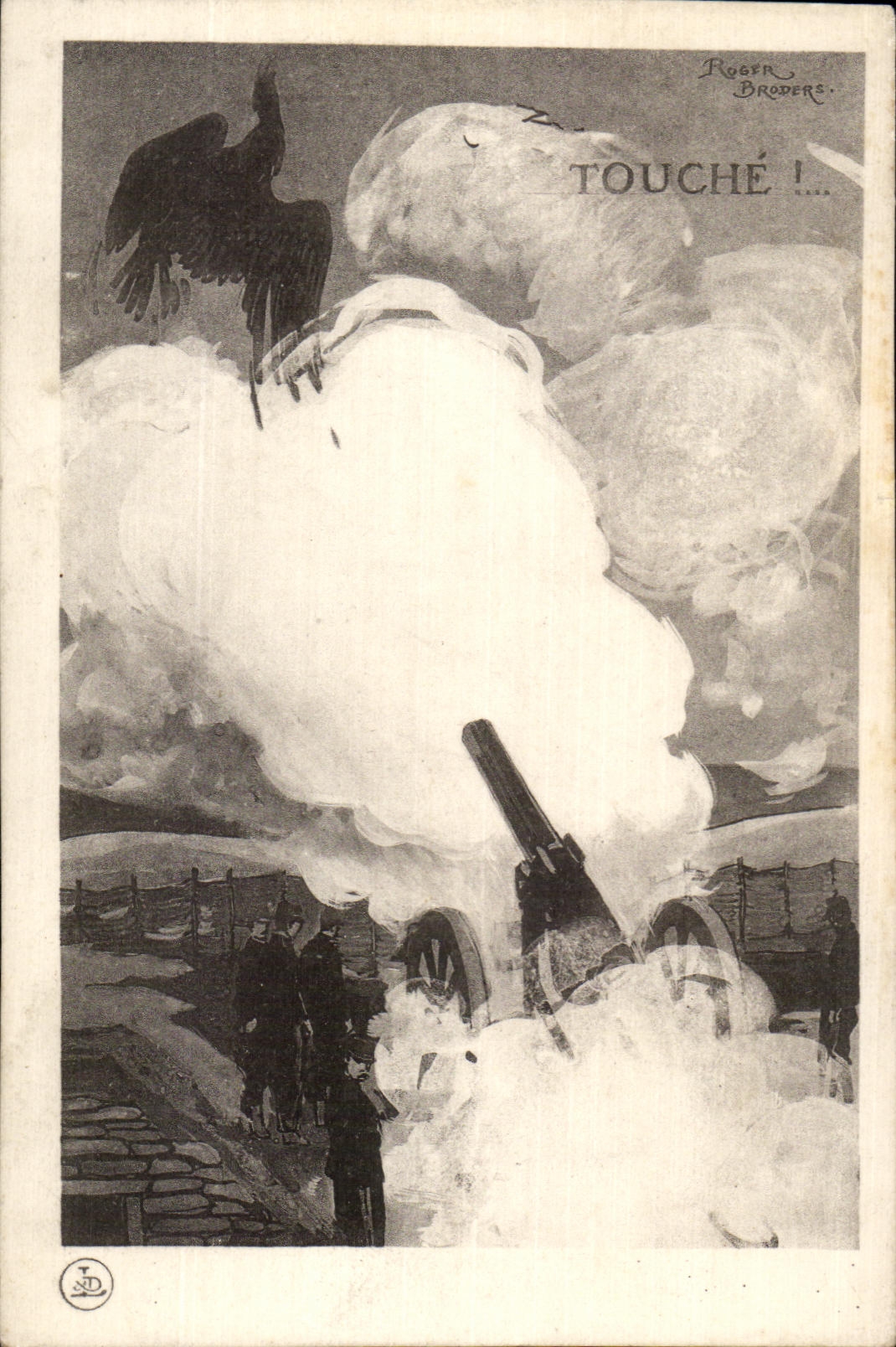 CPA Touched Cock Militaria Canon