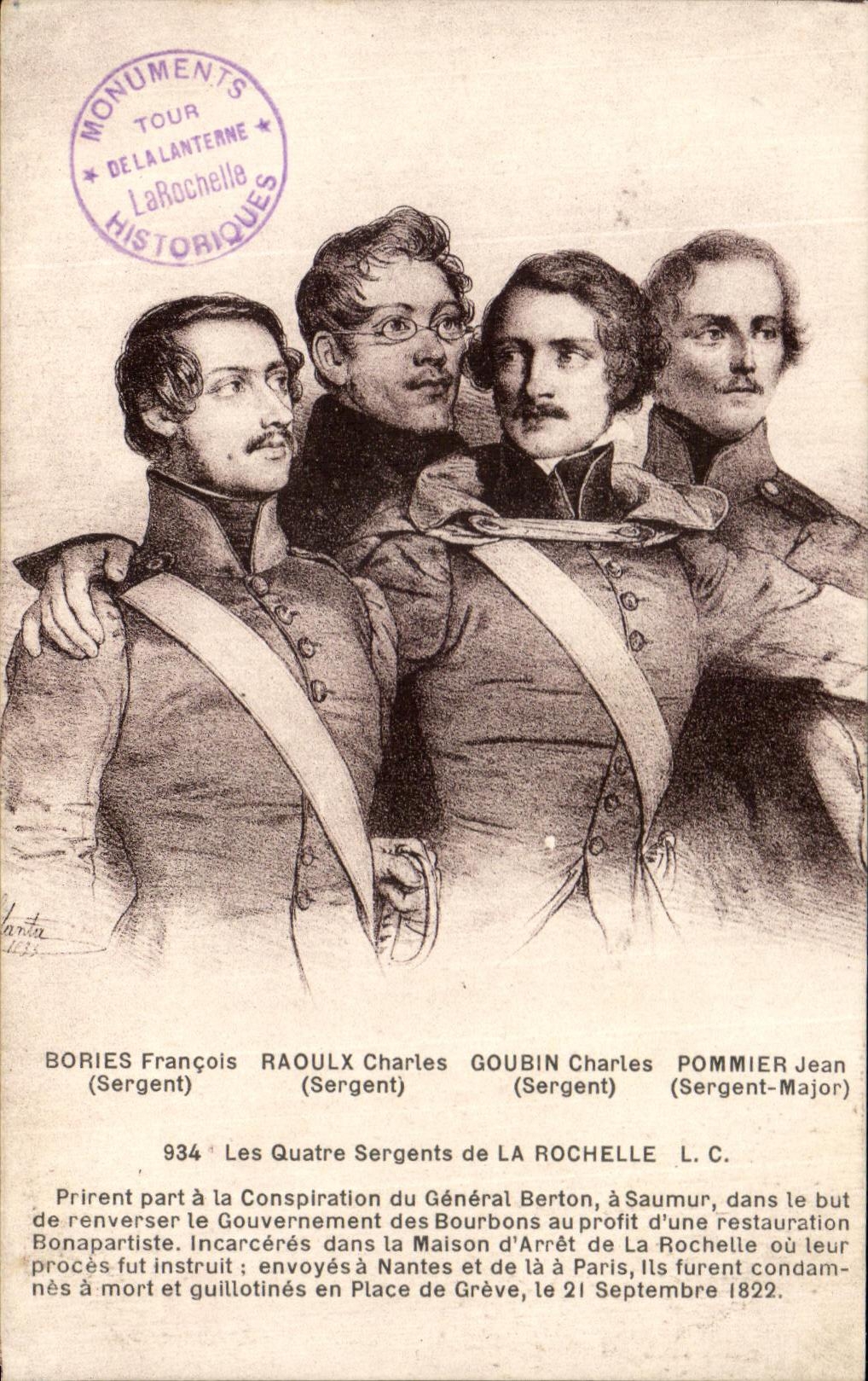 Sargentos de CPA cuatro del manzano de La Rochelle Bories Raoulx Goubin