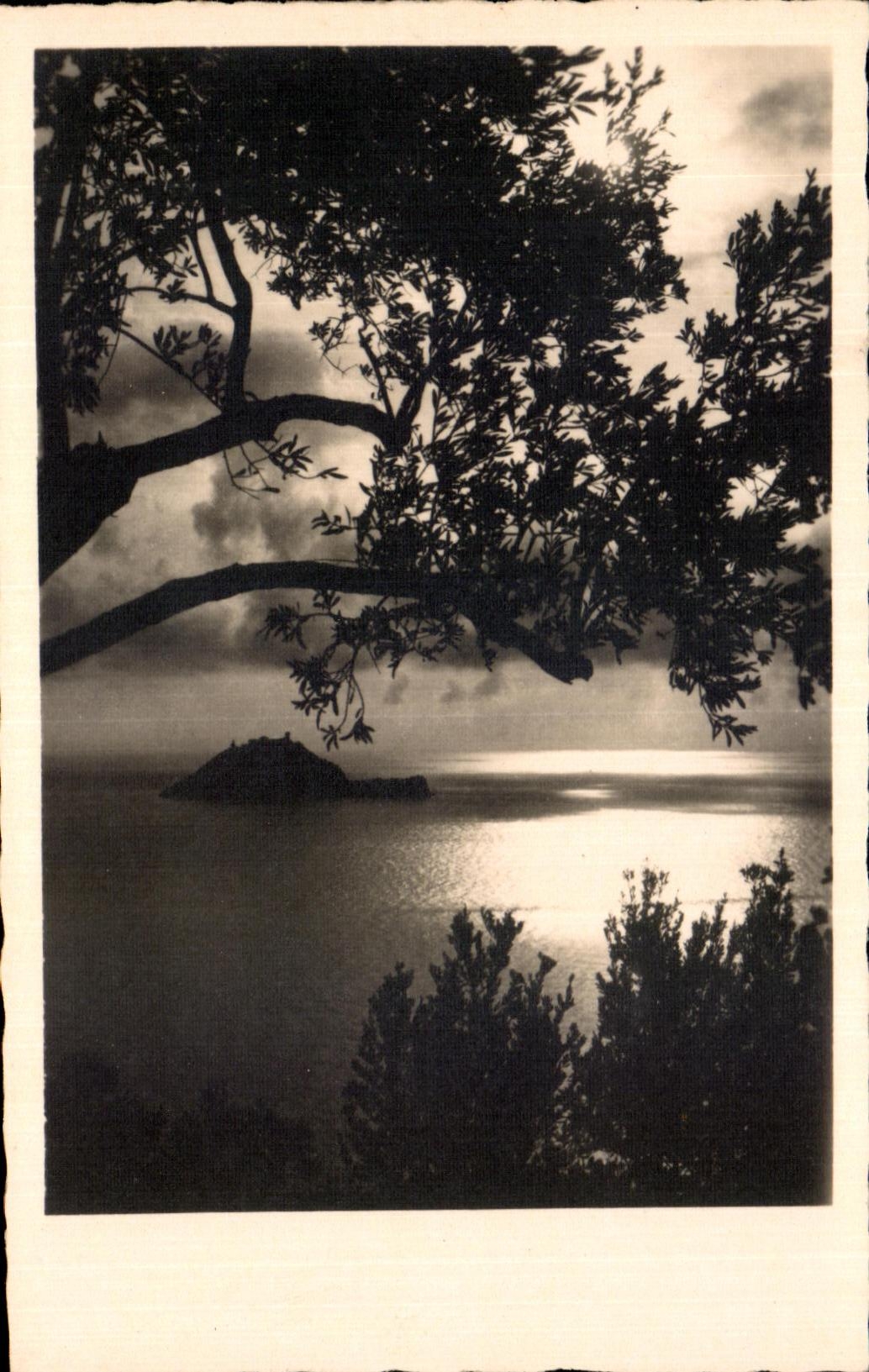 Puesta del sol del paisaje de CPA