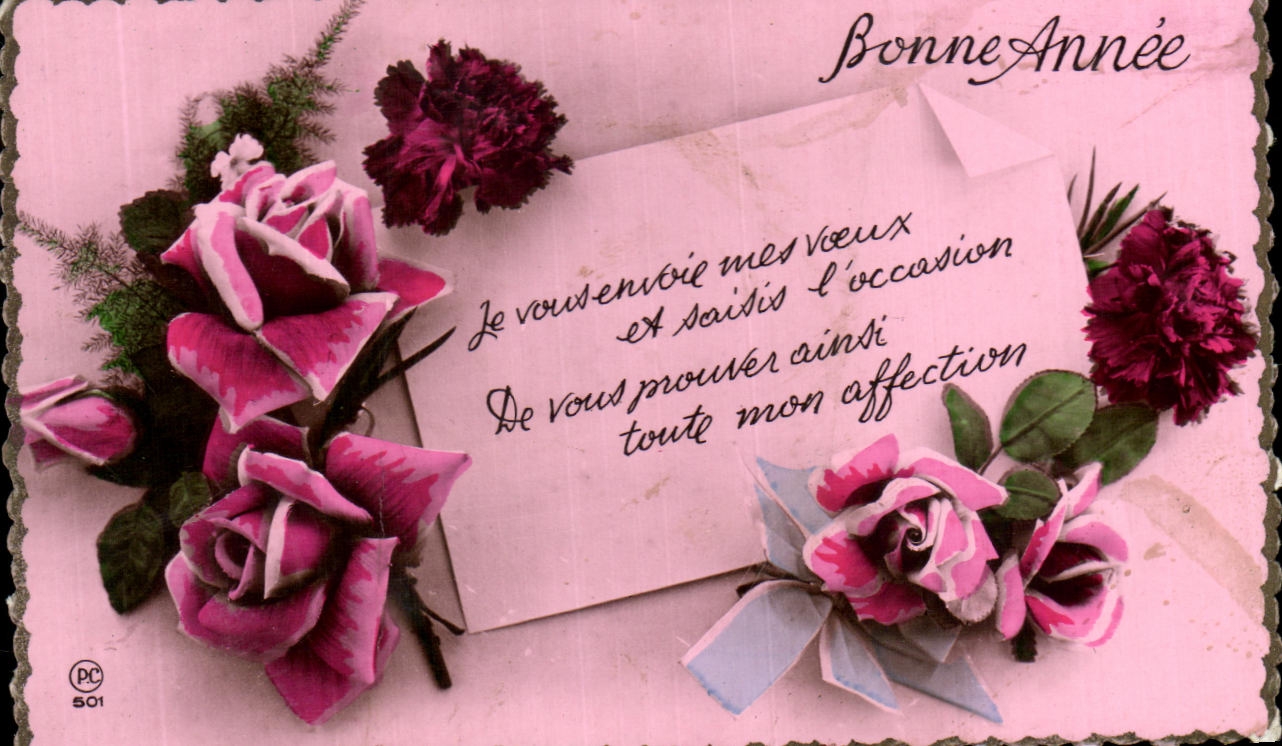 CPA Bonne Annee Fleurs