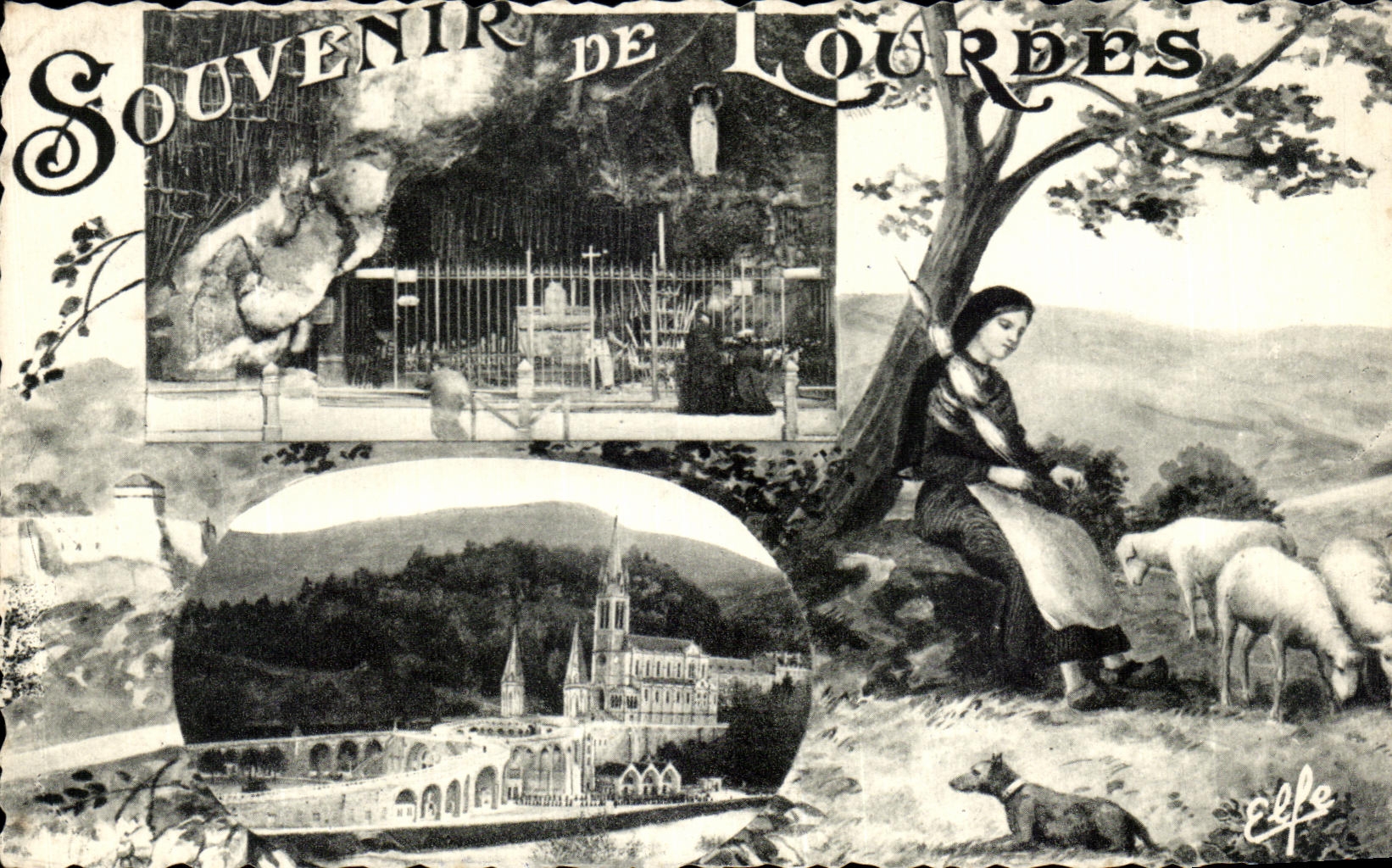CPA Souvenir Of Lourdes Sainte Bernadette keeping the sheep has Bartres