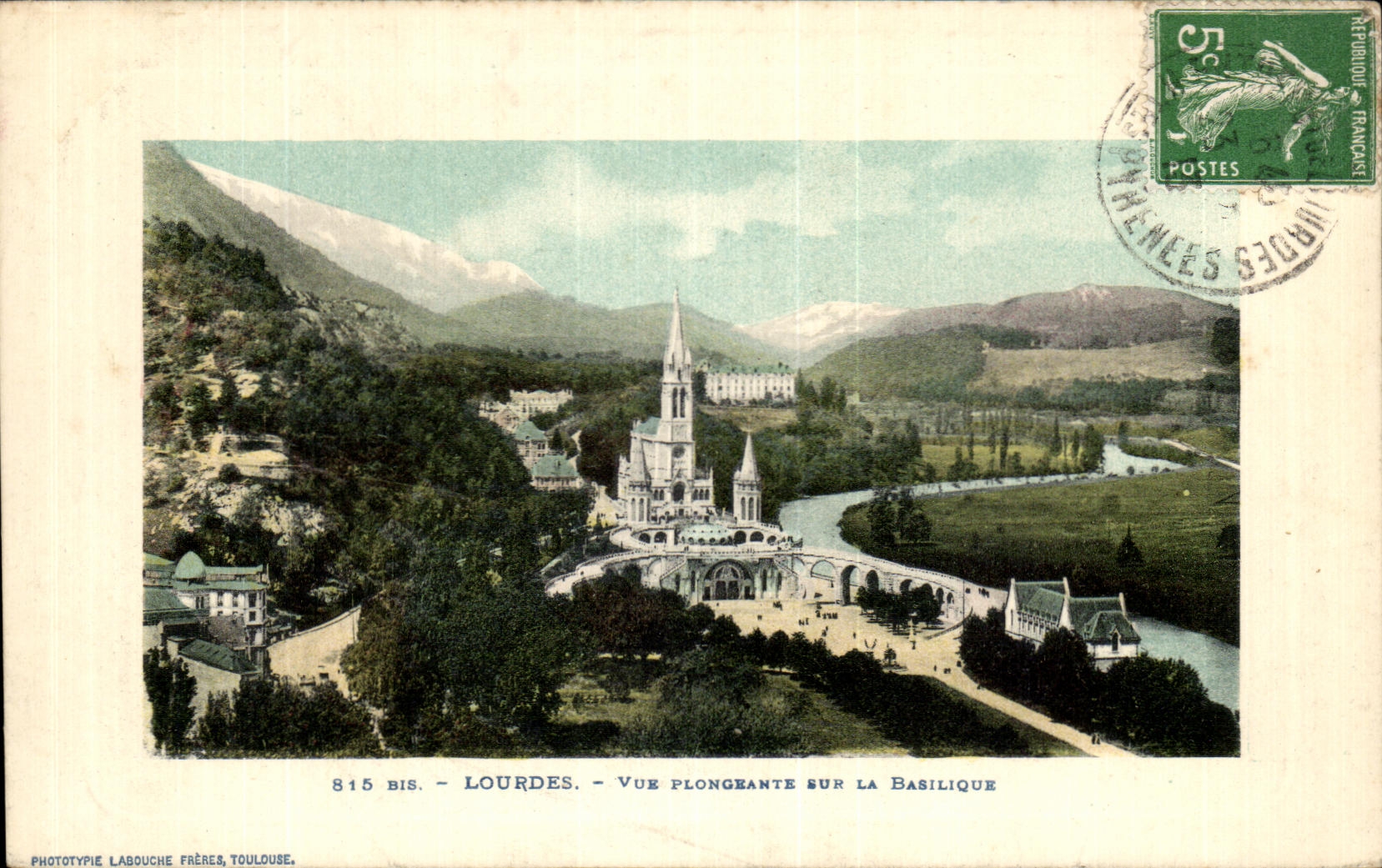 CPA Lourdes View from above on the Basilica