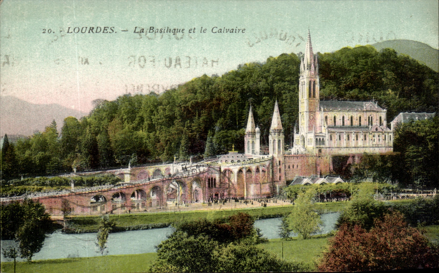 CPA Lourdes the Basilica and the Martyrdom