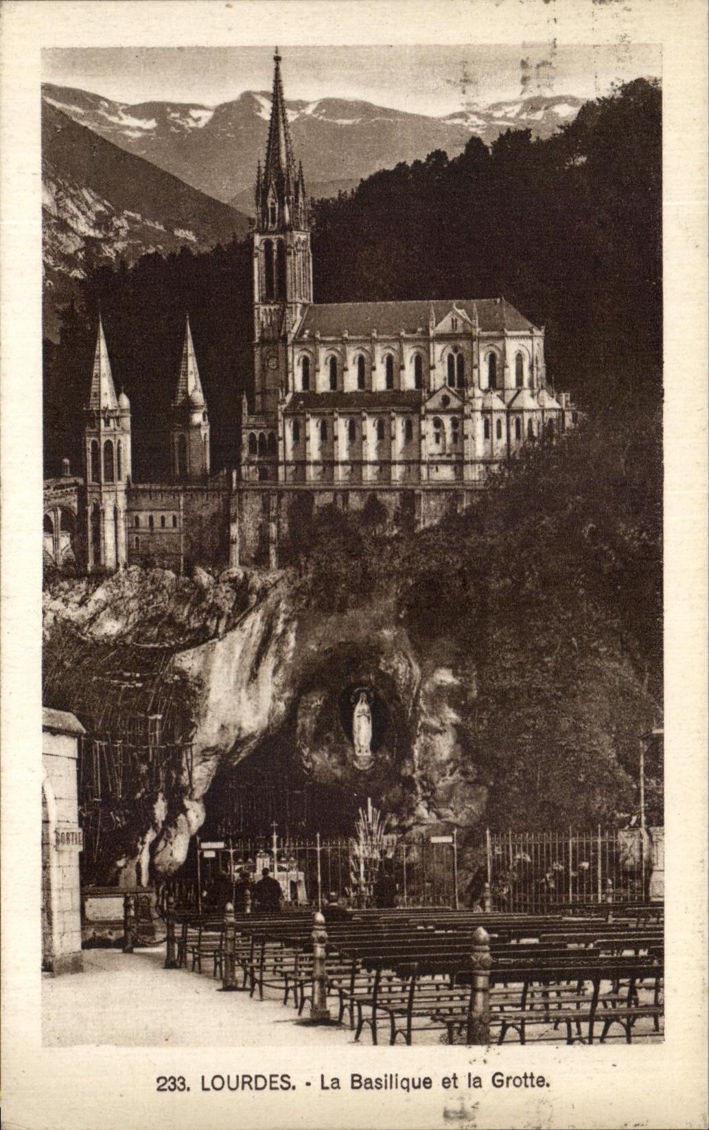 CPA Lourdes the Basilica and the Cave