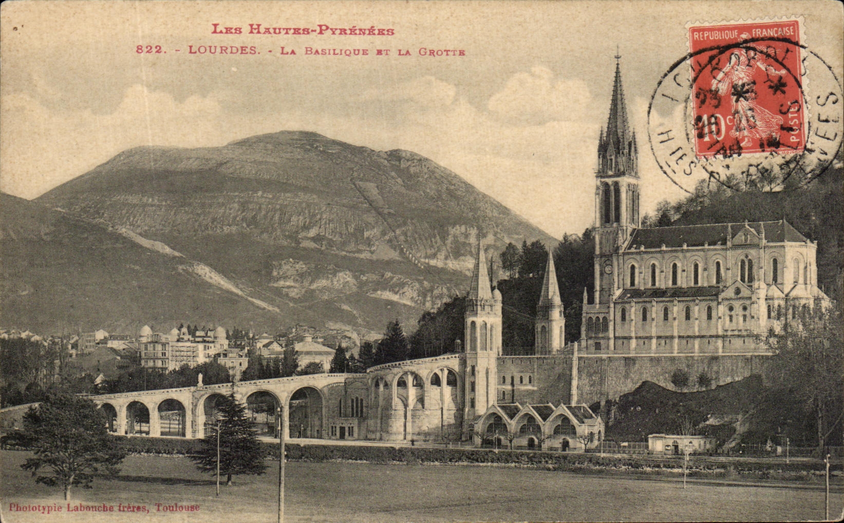 CPA Lourdes the Basilica and the Cave