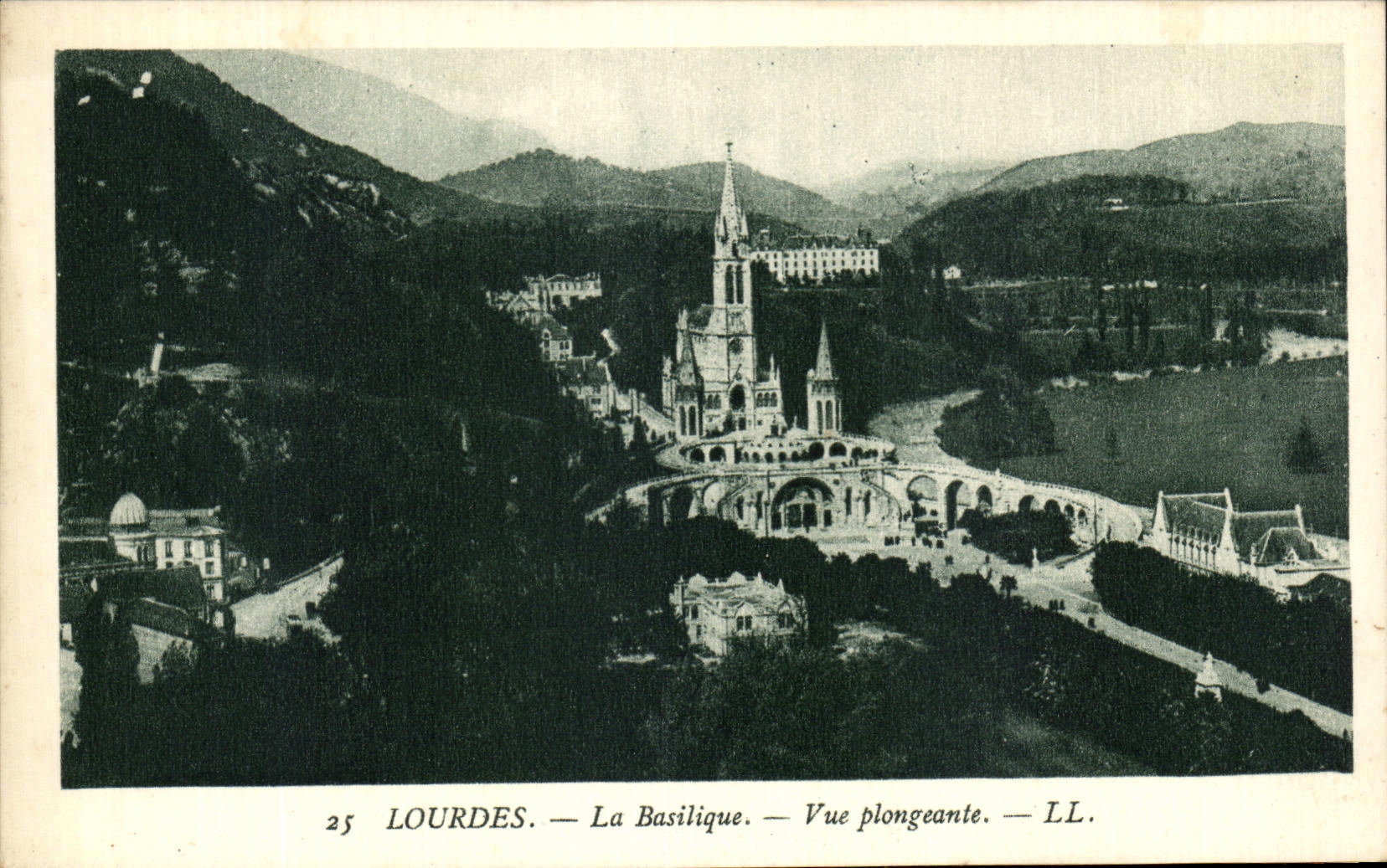 CPA Lourdes the View from above Basilica