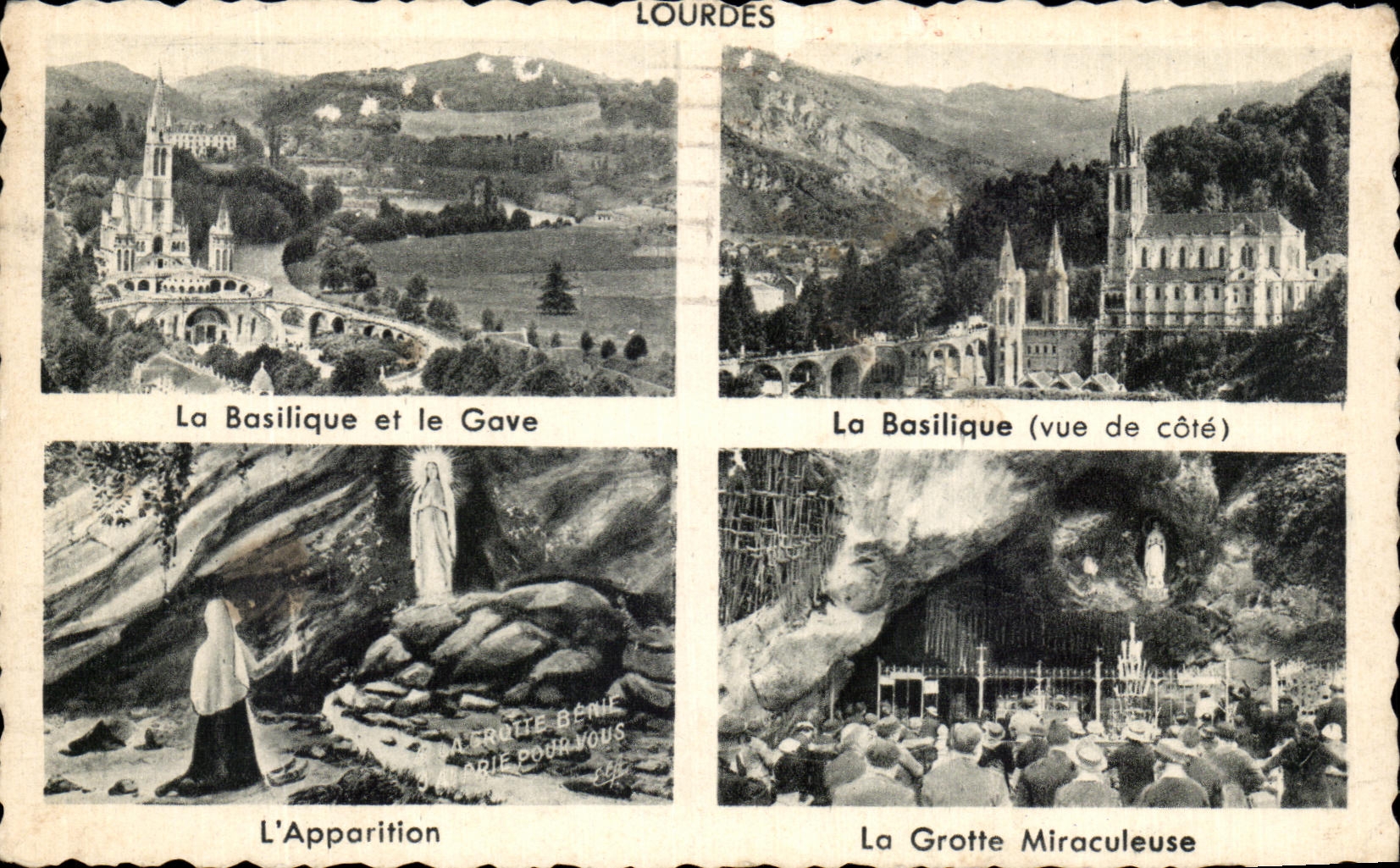 CPA Lourdes the Basilica and Gave Appearance Basilica miraculous Cave