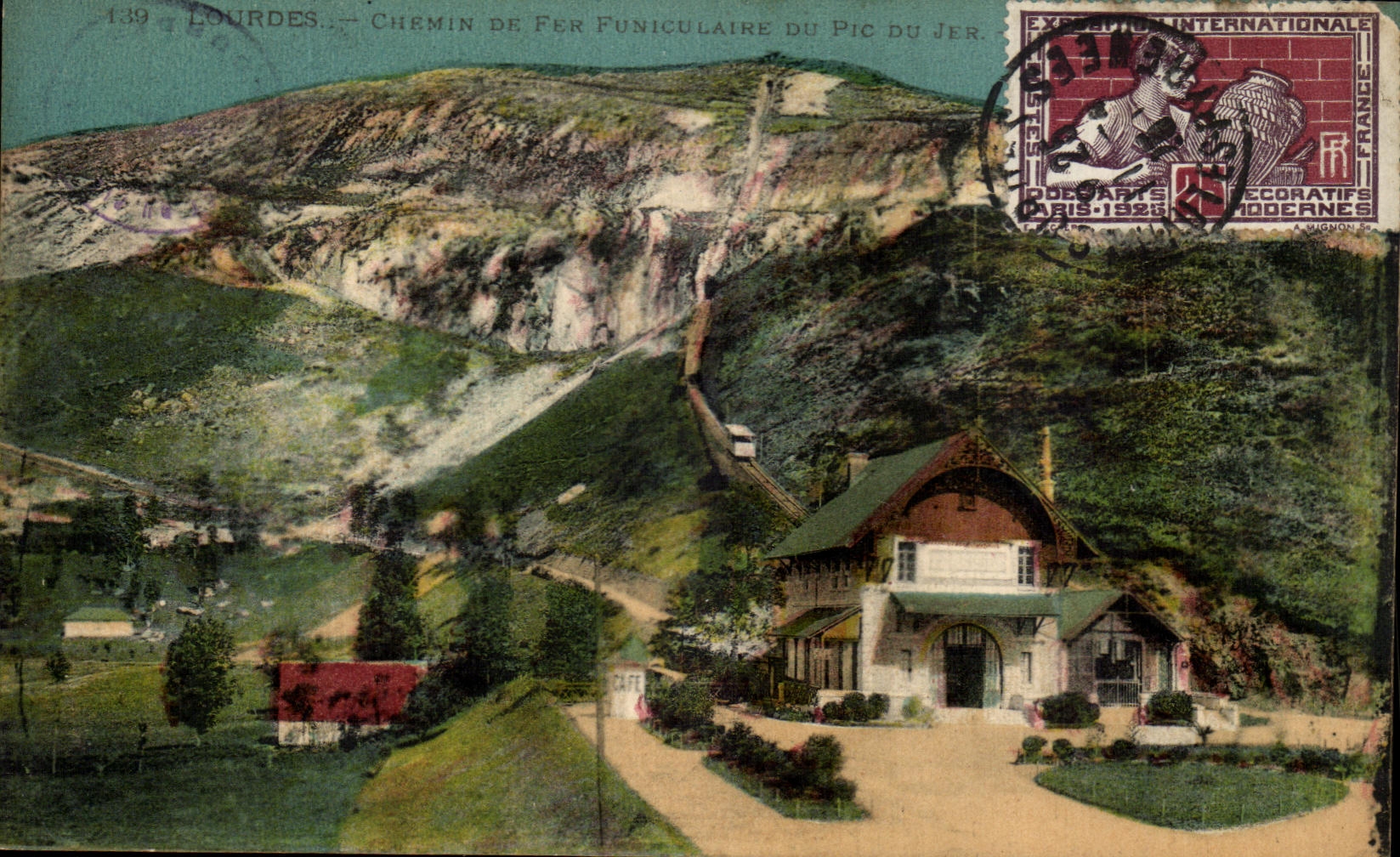 CPA Lourdes Funicular Railroad of the Peak of Jer