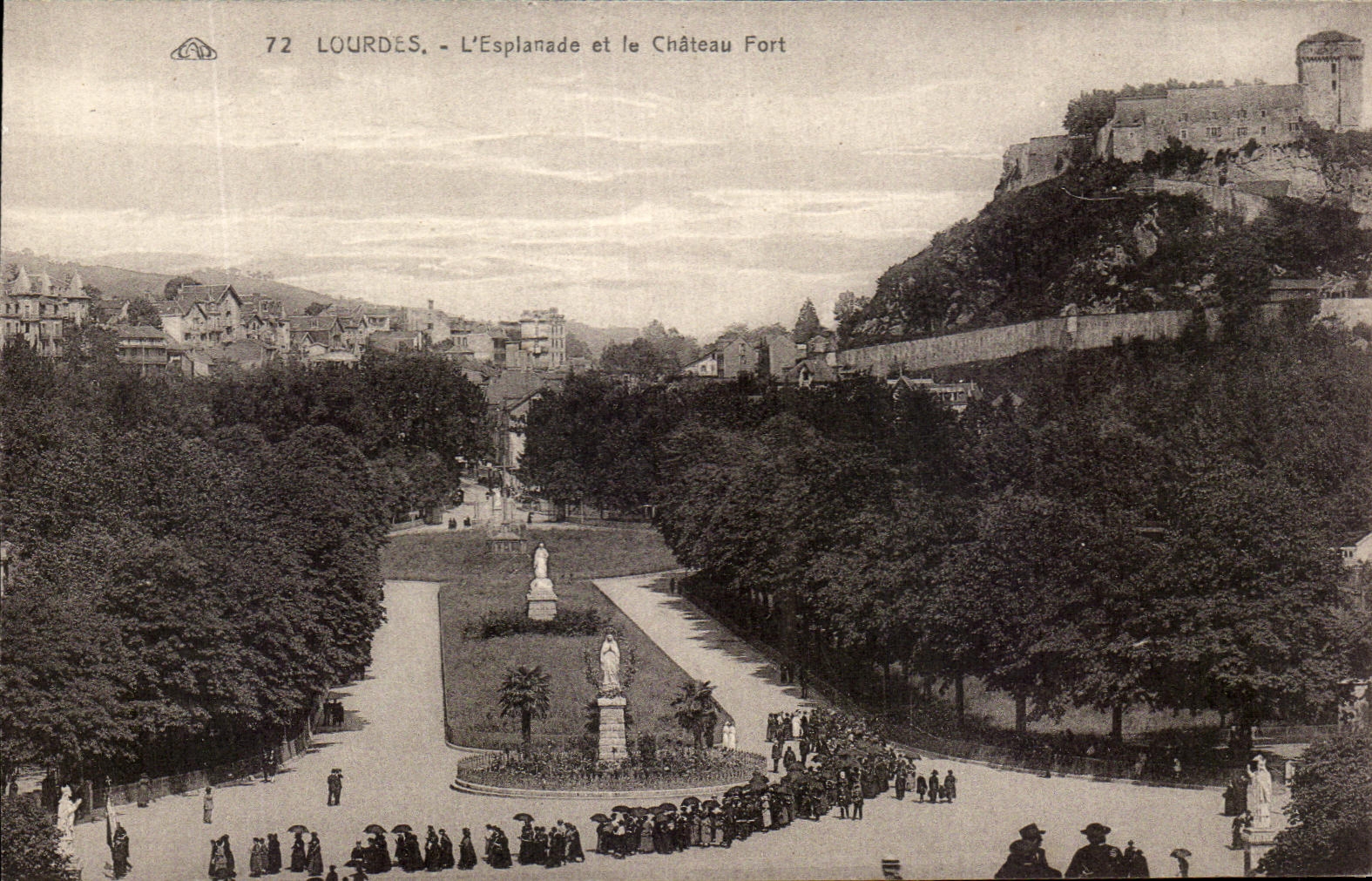 CPA Lourdes the Esplanade and the Castle Fort