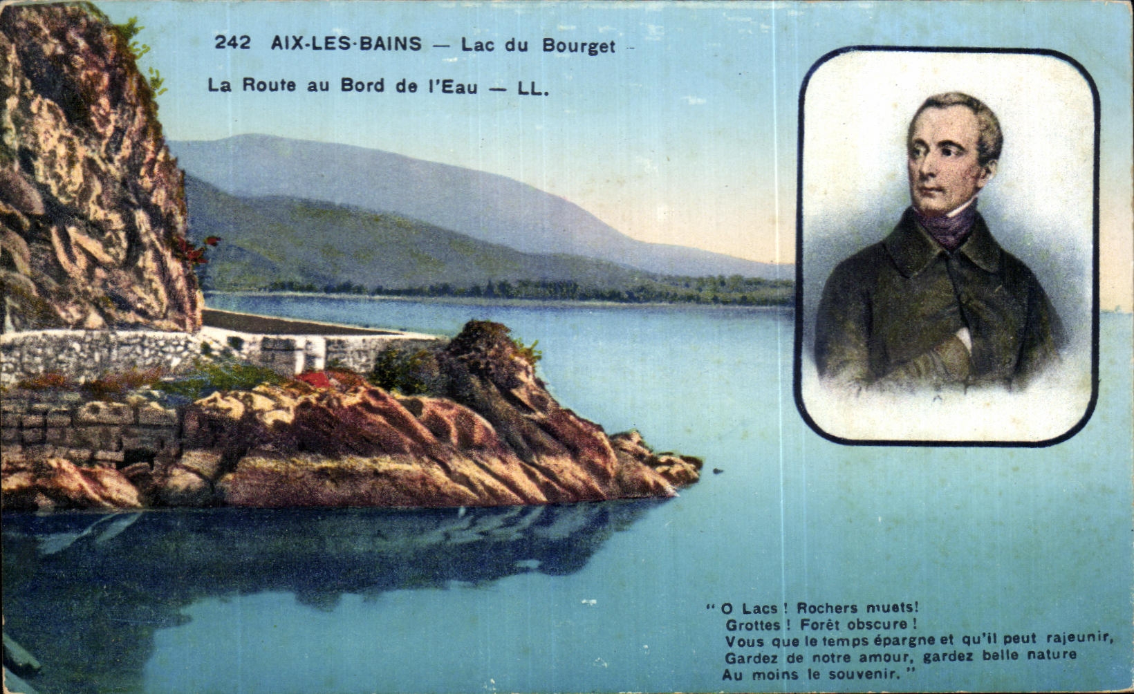 CPA Aix Les Bains Lake of Le Bourget the Road at the edge of Water Lamartine