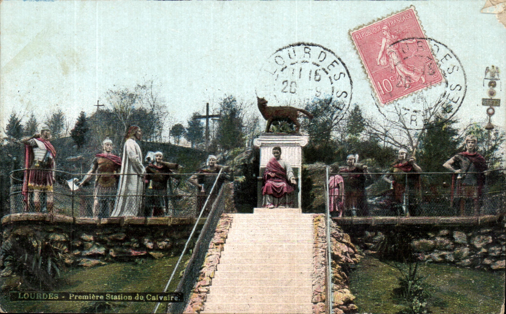 CPA Lourdes first station of the martyrdom