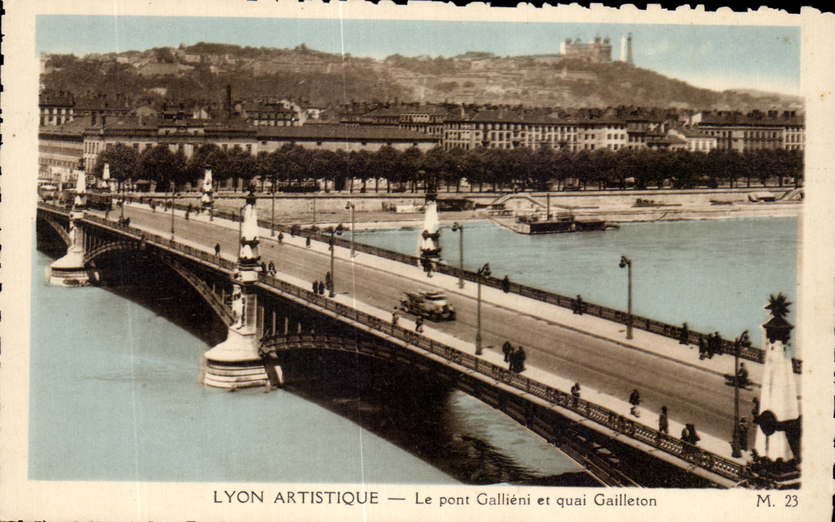 Artistic CPA Lyon the Bridge Gallieni and Quai Gailleton