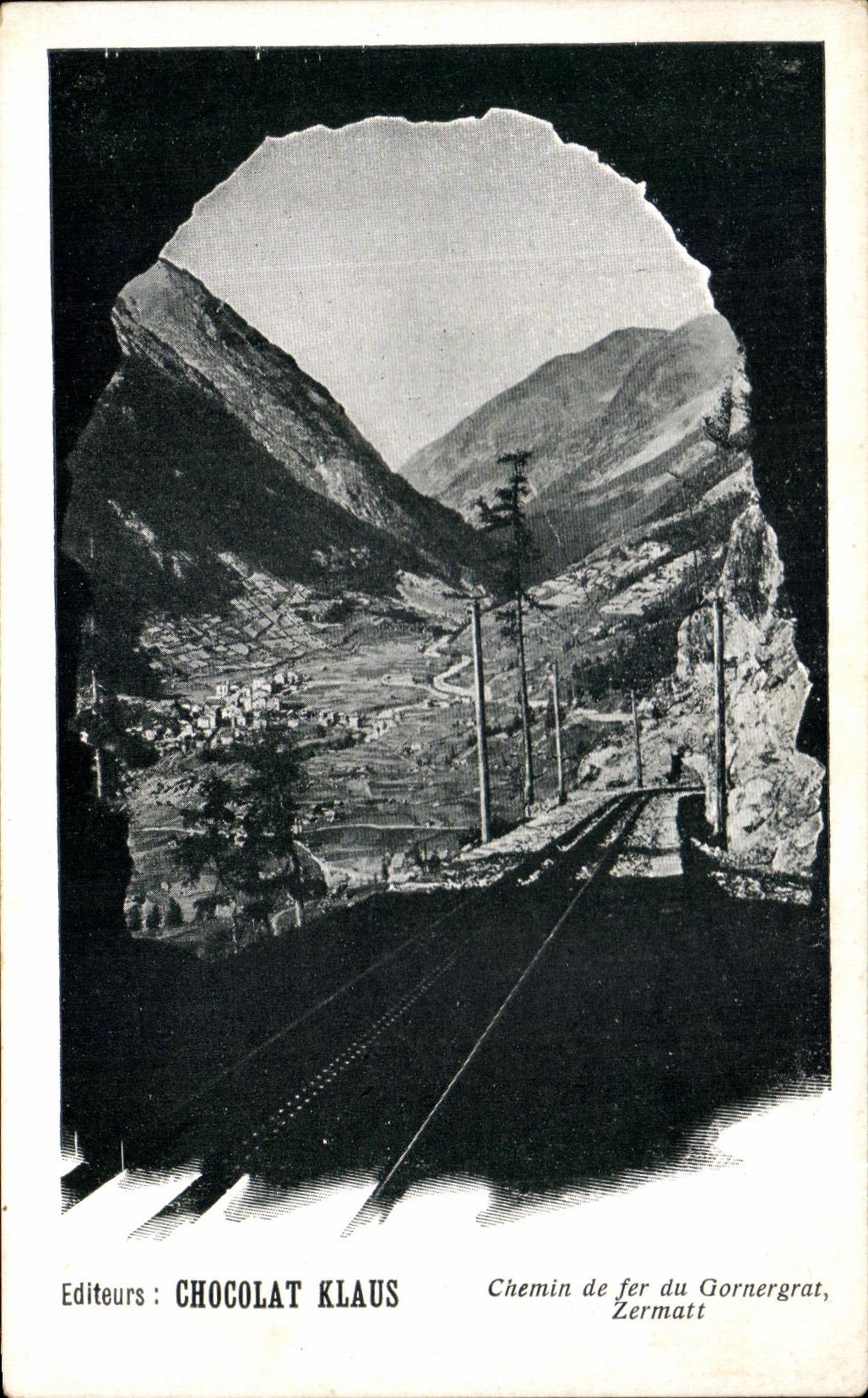 CPA Chemin de fer du Gornergrat Zermatt Chocolat Klaus