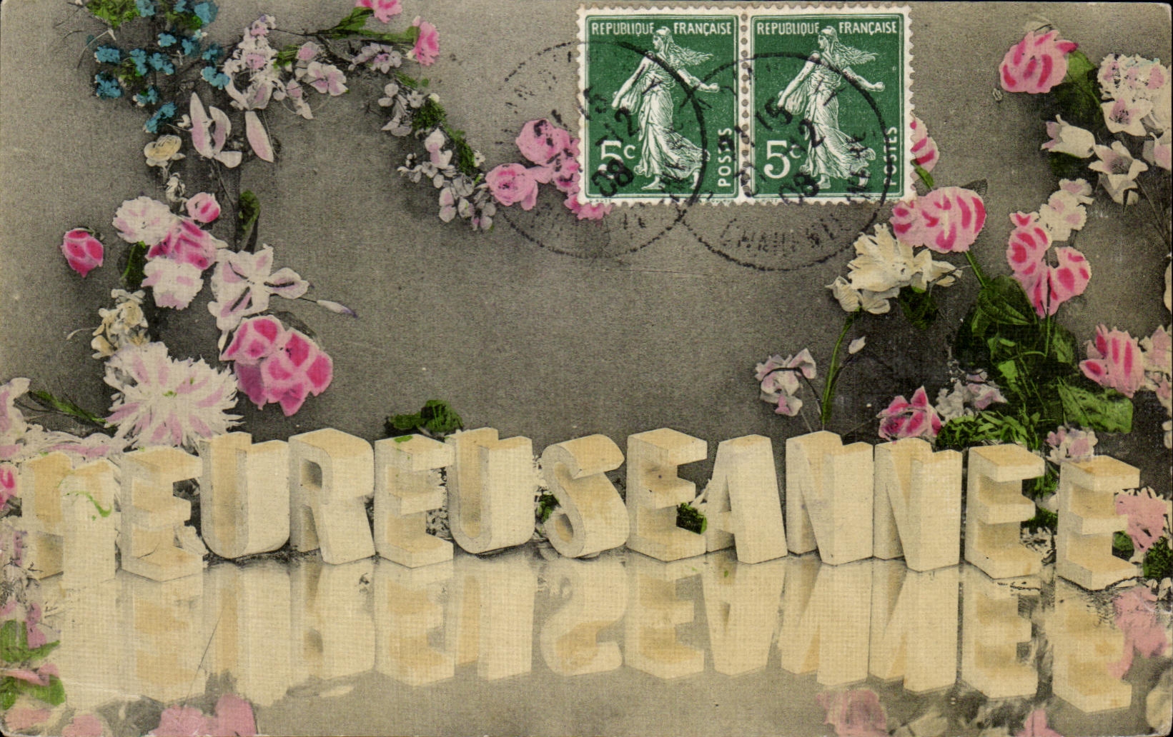 CPA Fantaisie Heureuse Annee (carte toilee)