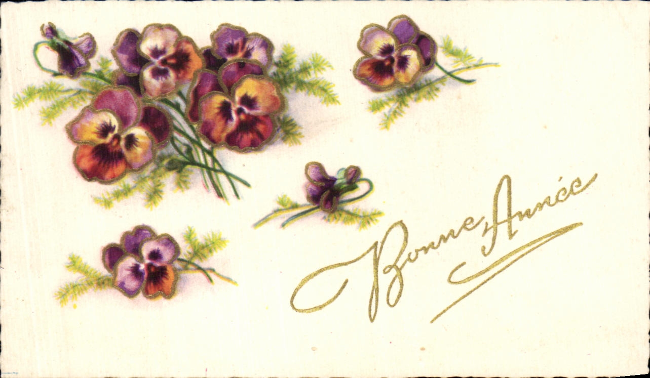 CPA Bonne Annee Fleurs 