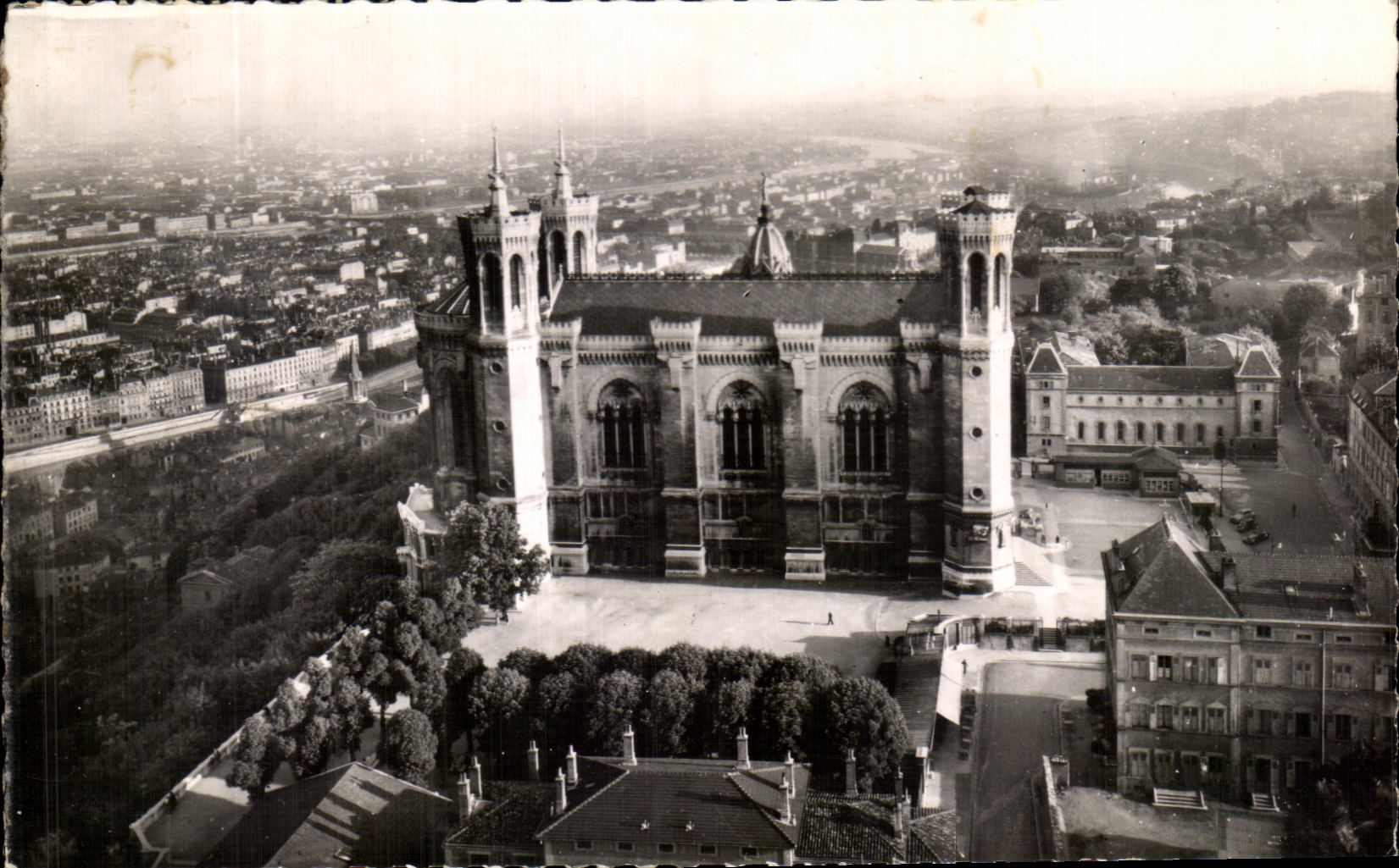 CPA Lyon Basilica Notre Dame de Fourviere and the City