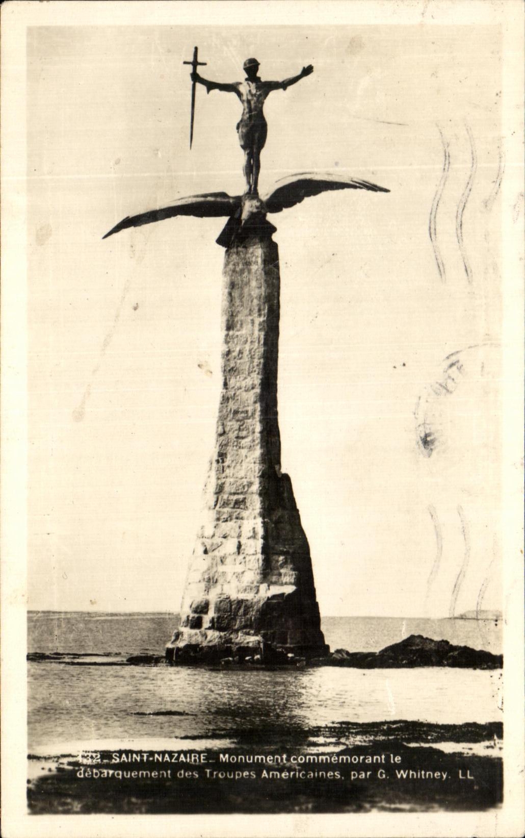 CPA Saint Nazaire Monument Commemorating the Unloading Of the Americanes Troops By Whitney