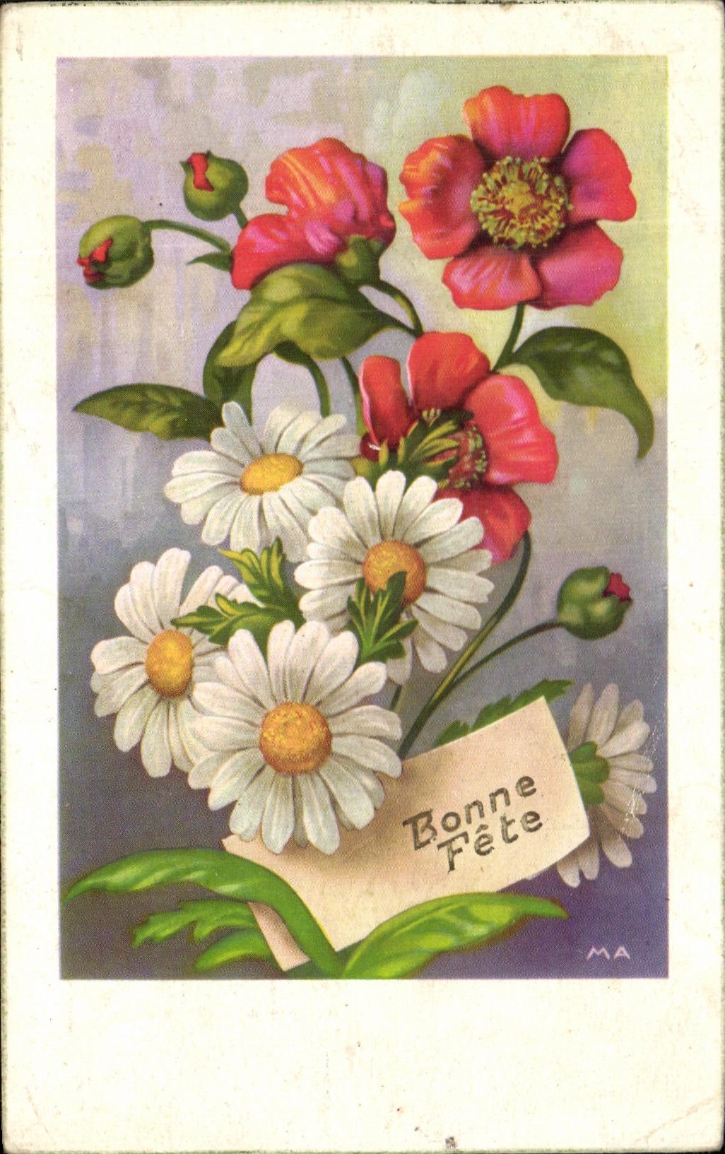 CPA Bonne celebra las flores