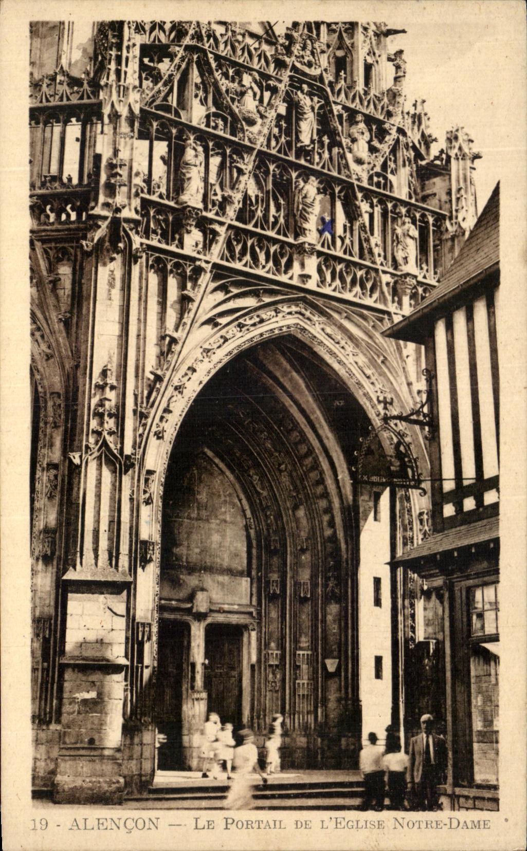 CPA Alenzon Gate Of la iglesia de Notre Dame