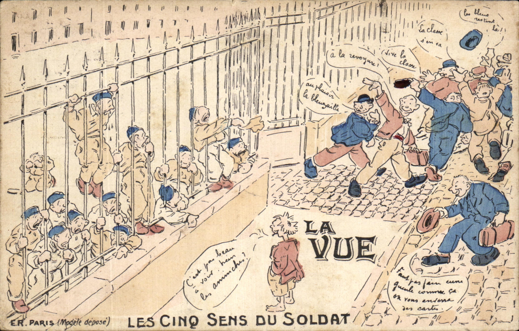 CPA Sight Five Sens Of the Militaria Soldier