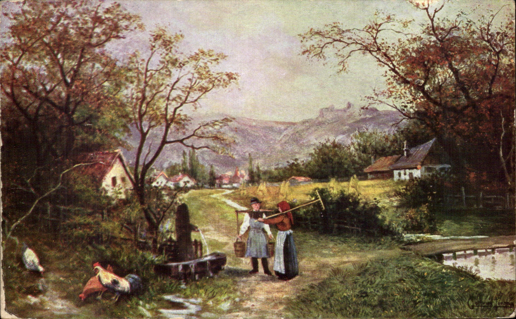 CPA Paysage Folklore 