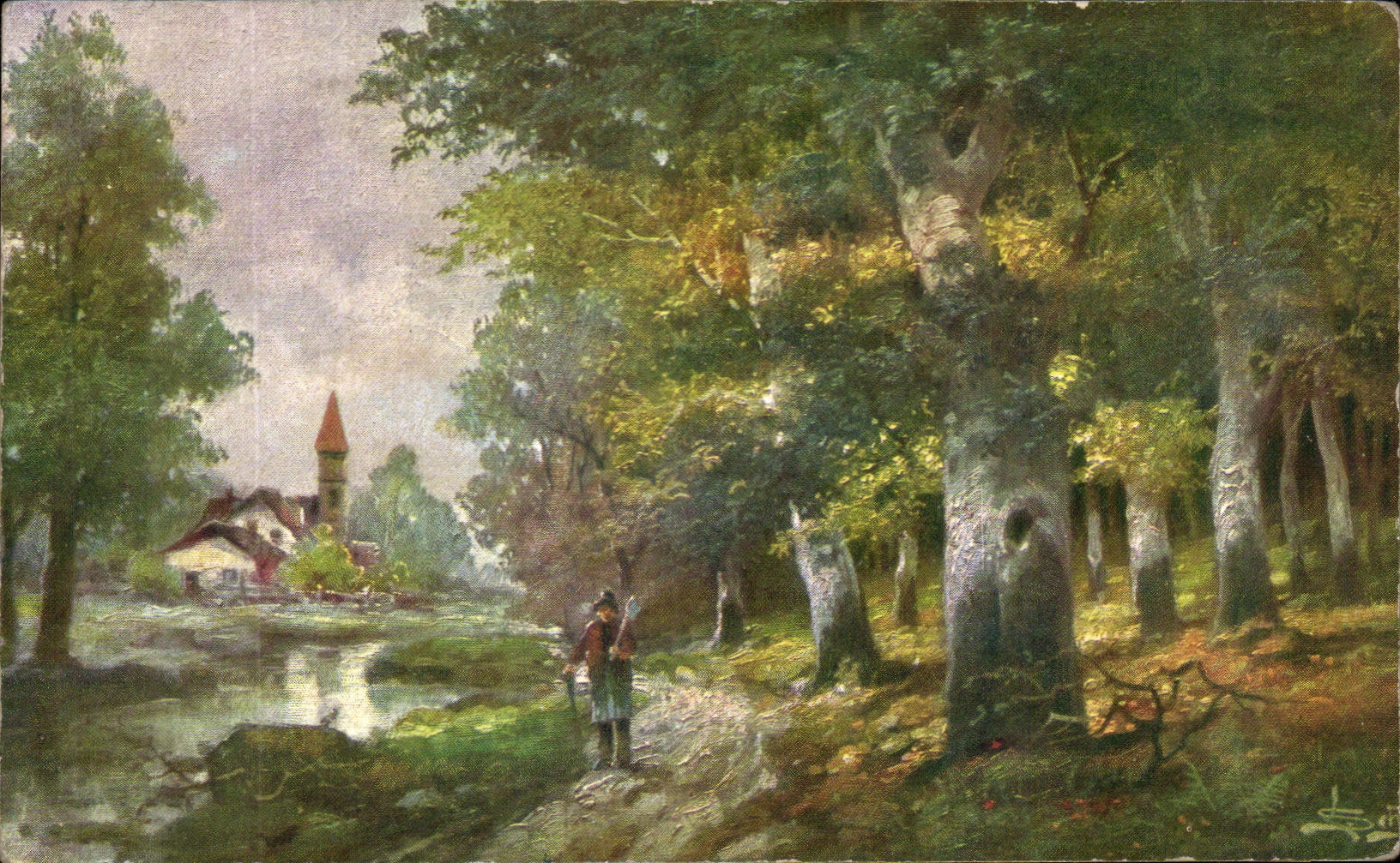 CPA Fantaisie Paysage au bord de l'eau