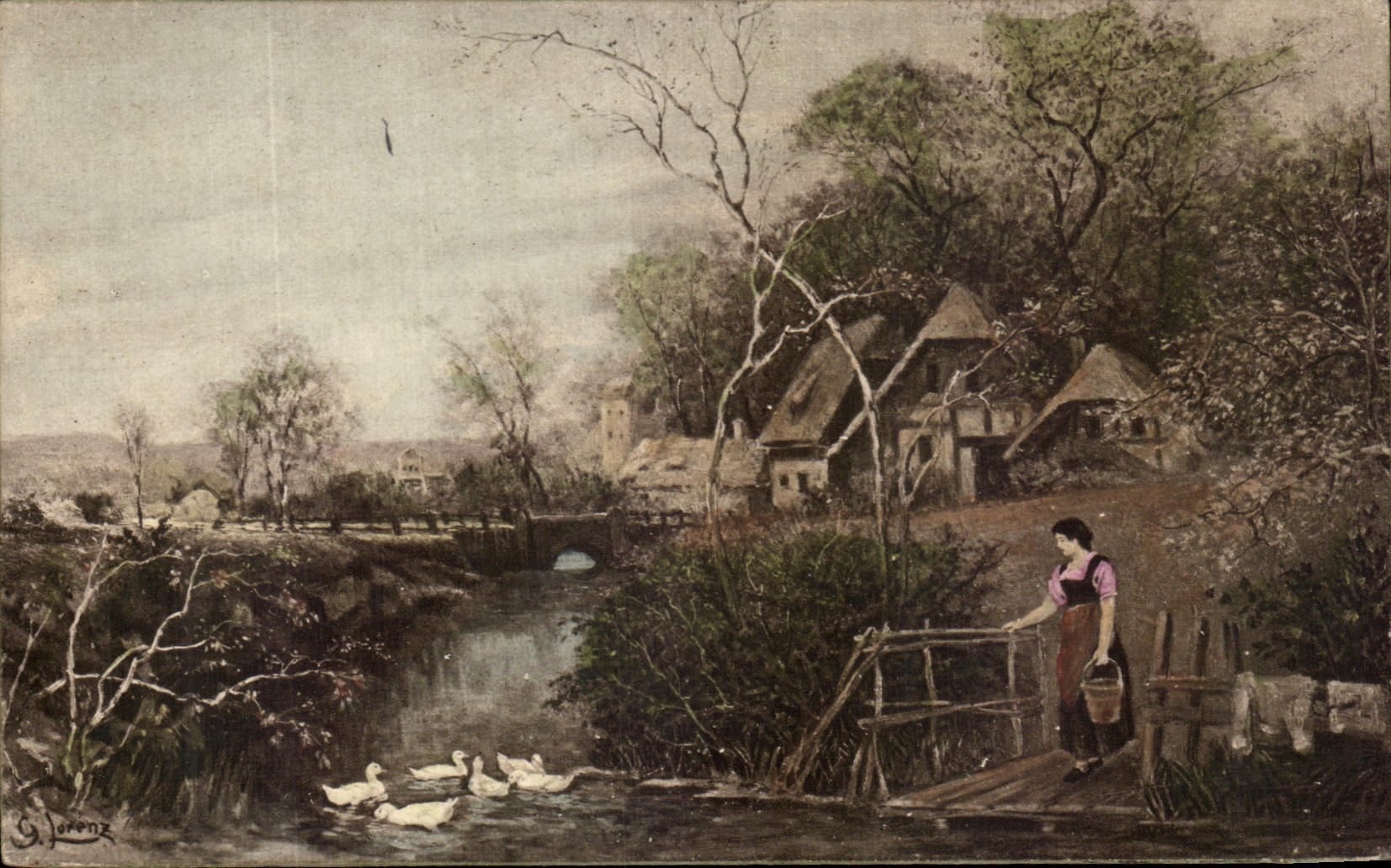 CPA Fantaisie Femme et canards