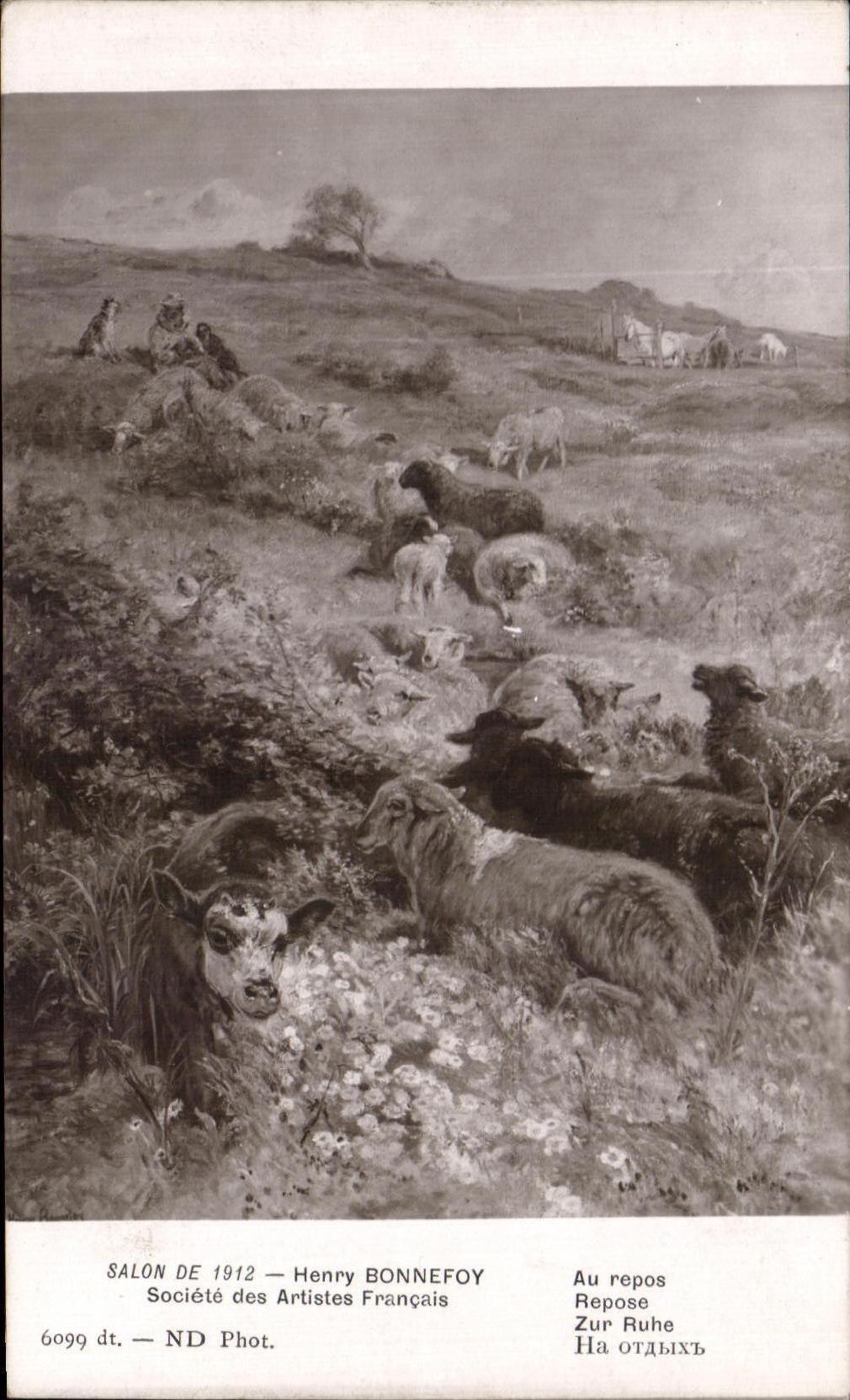CPA Salon De 1912 Henry Bonnefoy Au repos moutons 