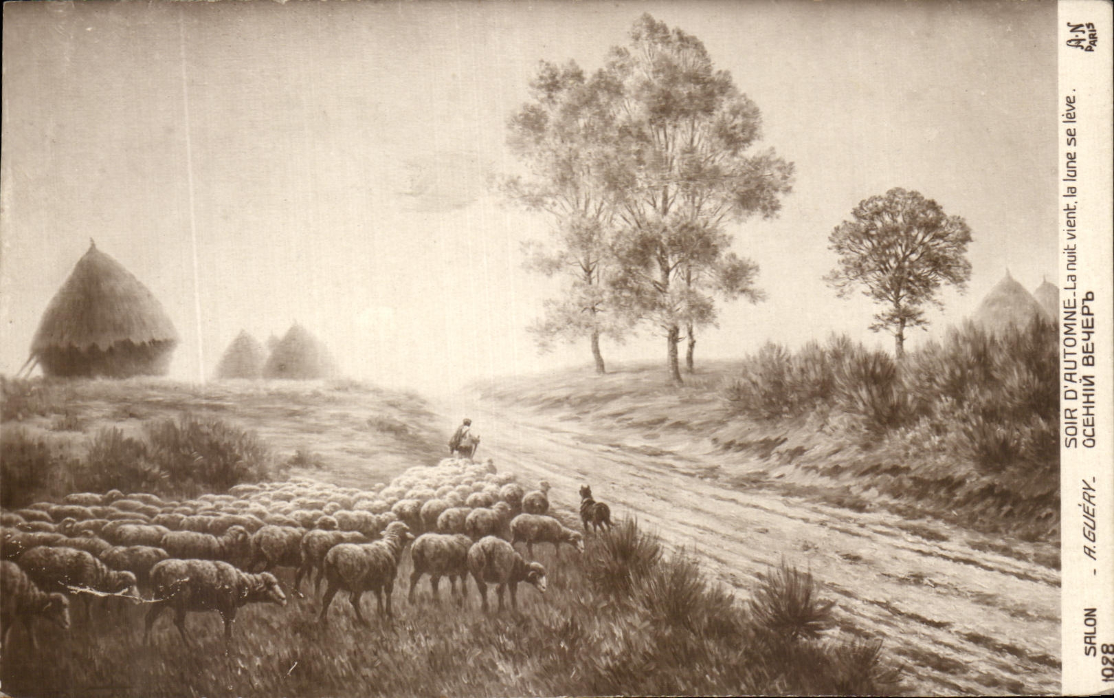 CPA Guery Soir d'automne La nuit vient la lune se leve 