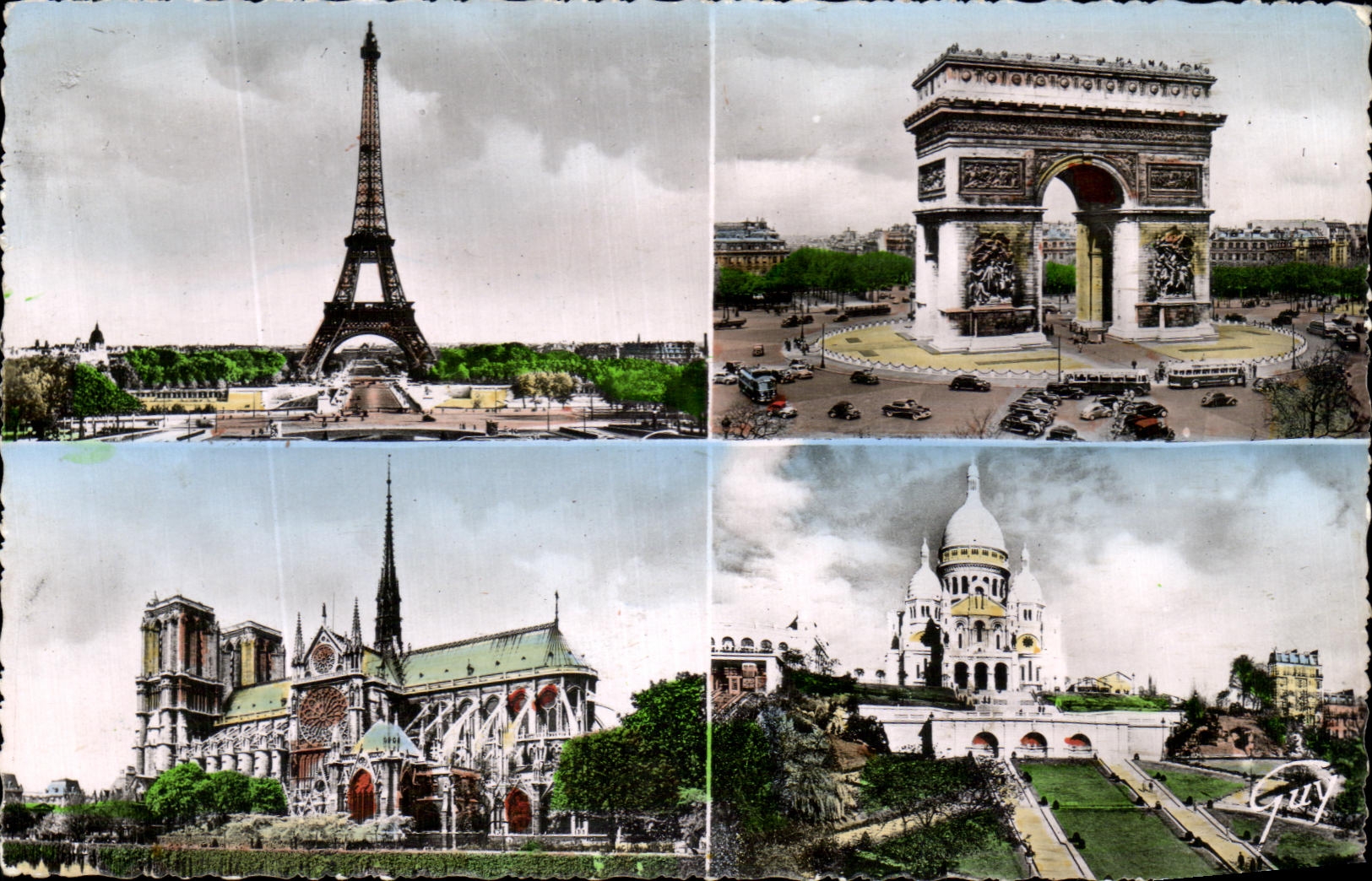 CPA Paris Et Ses Merveilles La tour Eiffel Arc de triomphe Notre Dame Sacre Coeur