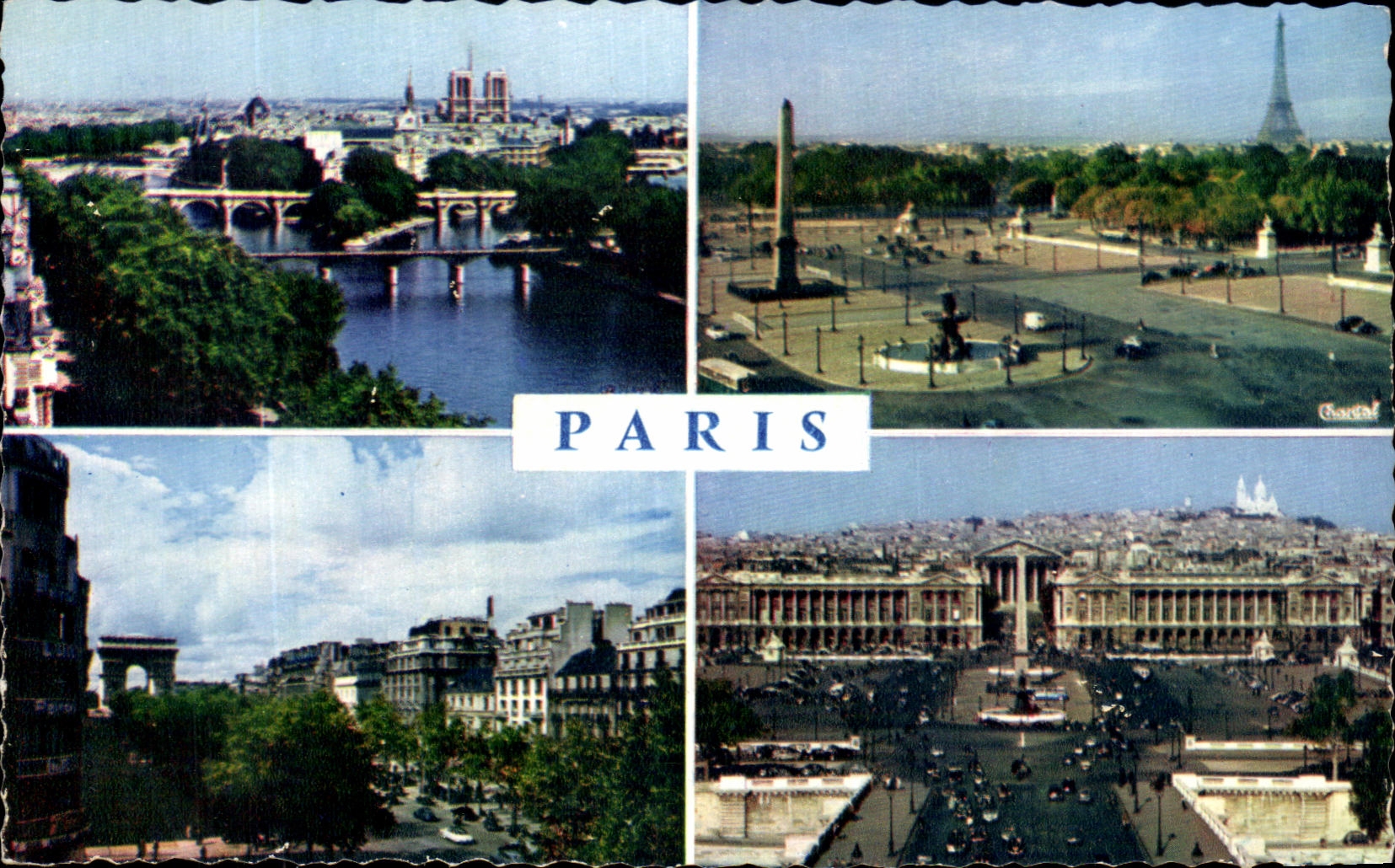 CPA Paris the Seine and the Bridges Agrees and the Tower Eiffel Champs Elysees Places Harmony