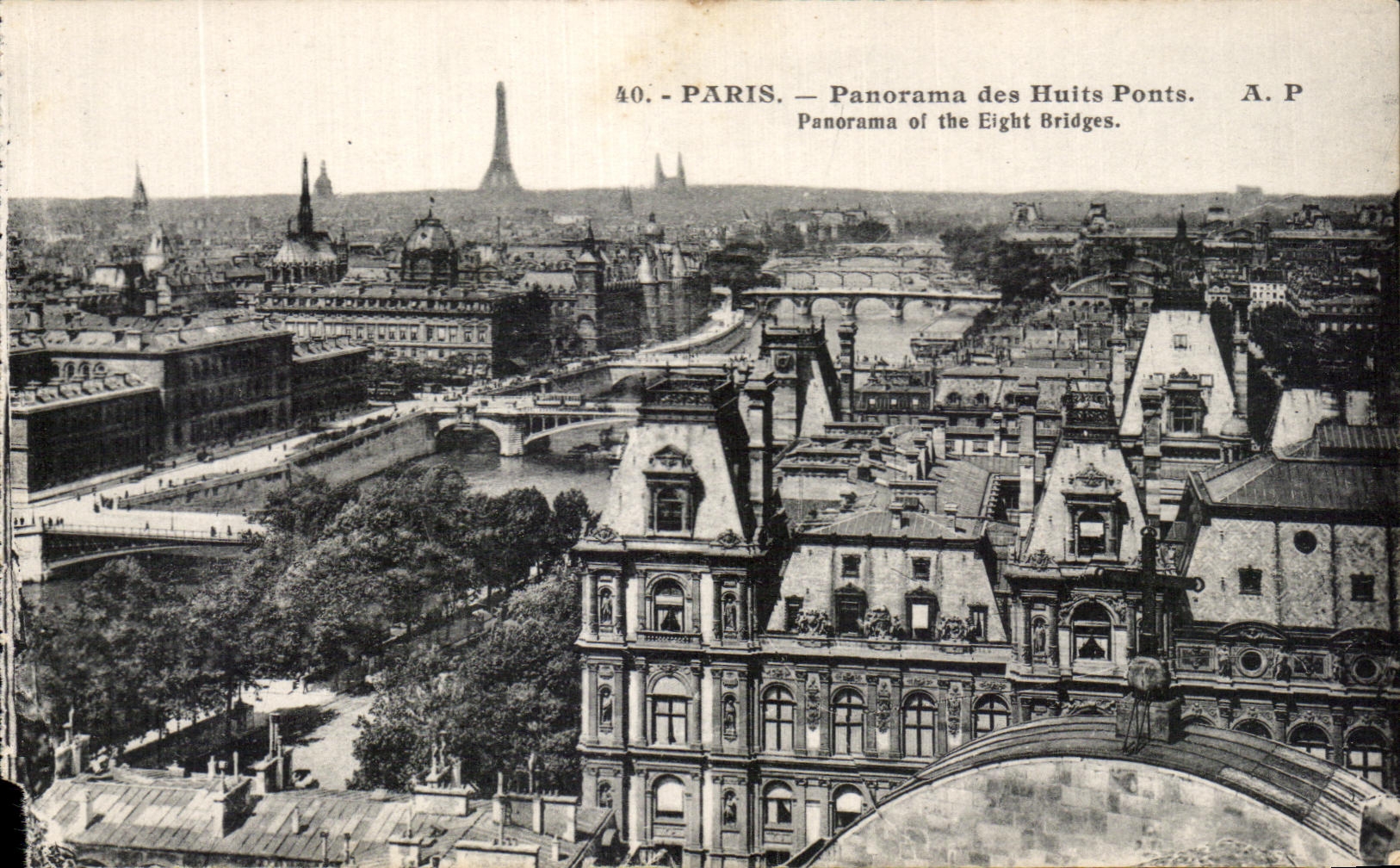 CPA Paris Panorama of Huits Bridges Eiffel Tower