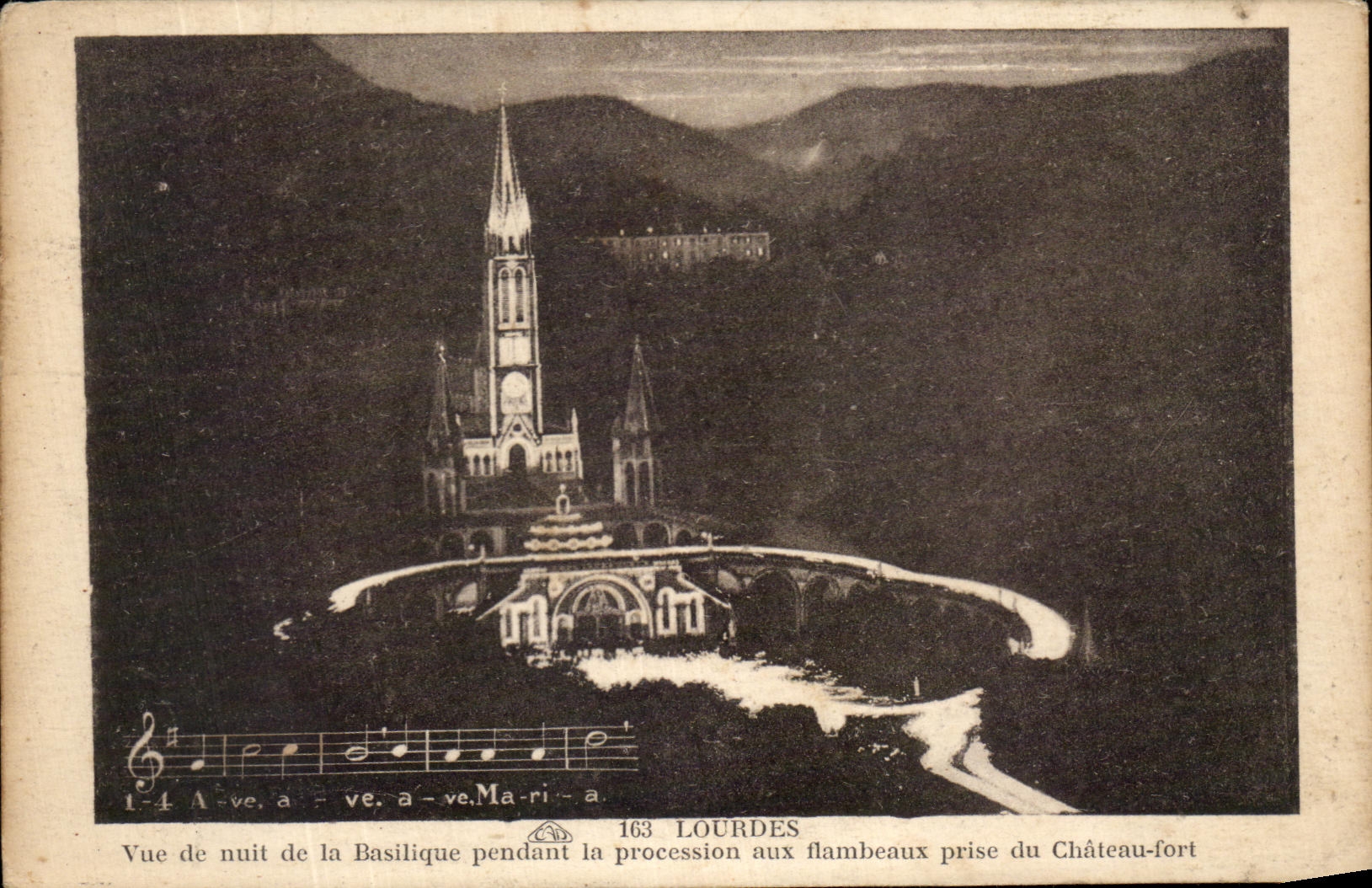 CPA Lourdes Seen Of Night Of the Basilica During the Procession With the Torches Taken Of the Castle Fort