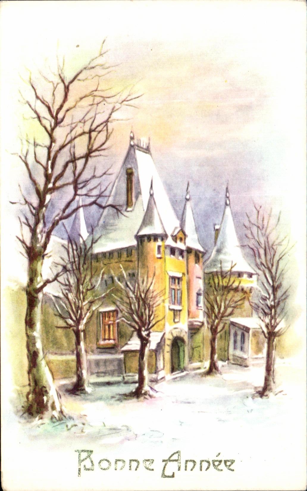 CPA Fantaisie Bonne Annee chateau