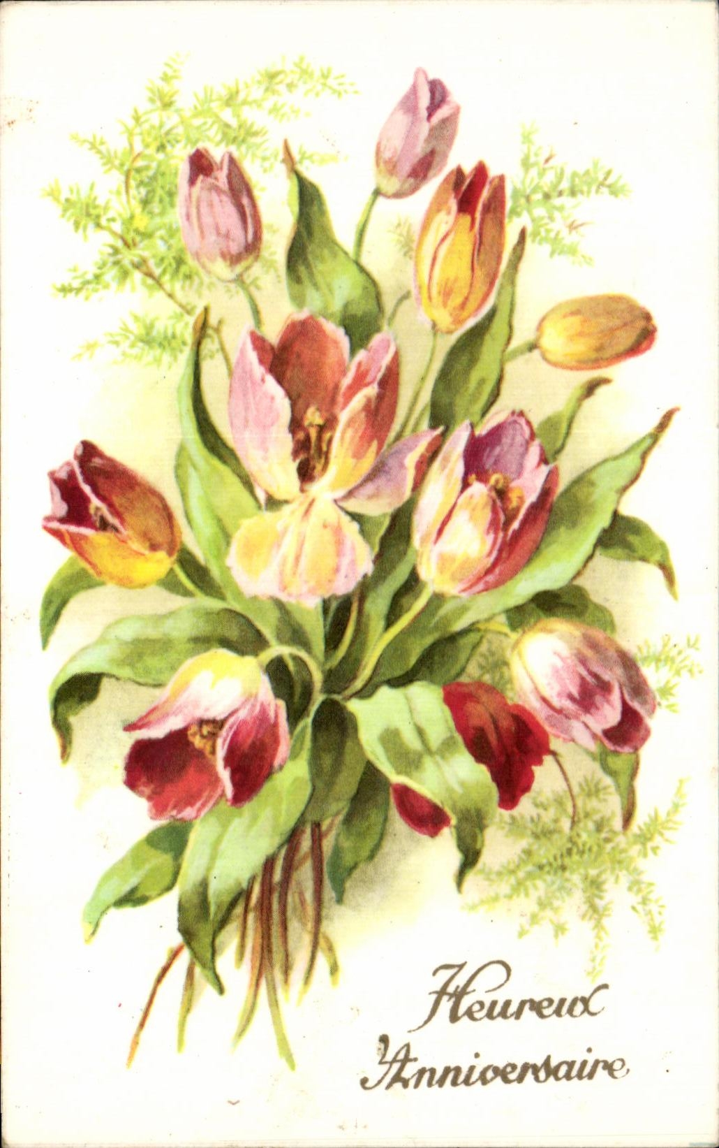 Cumpleanos feliz de las flores de la fantasia de CPSM