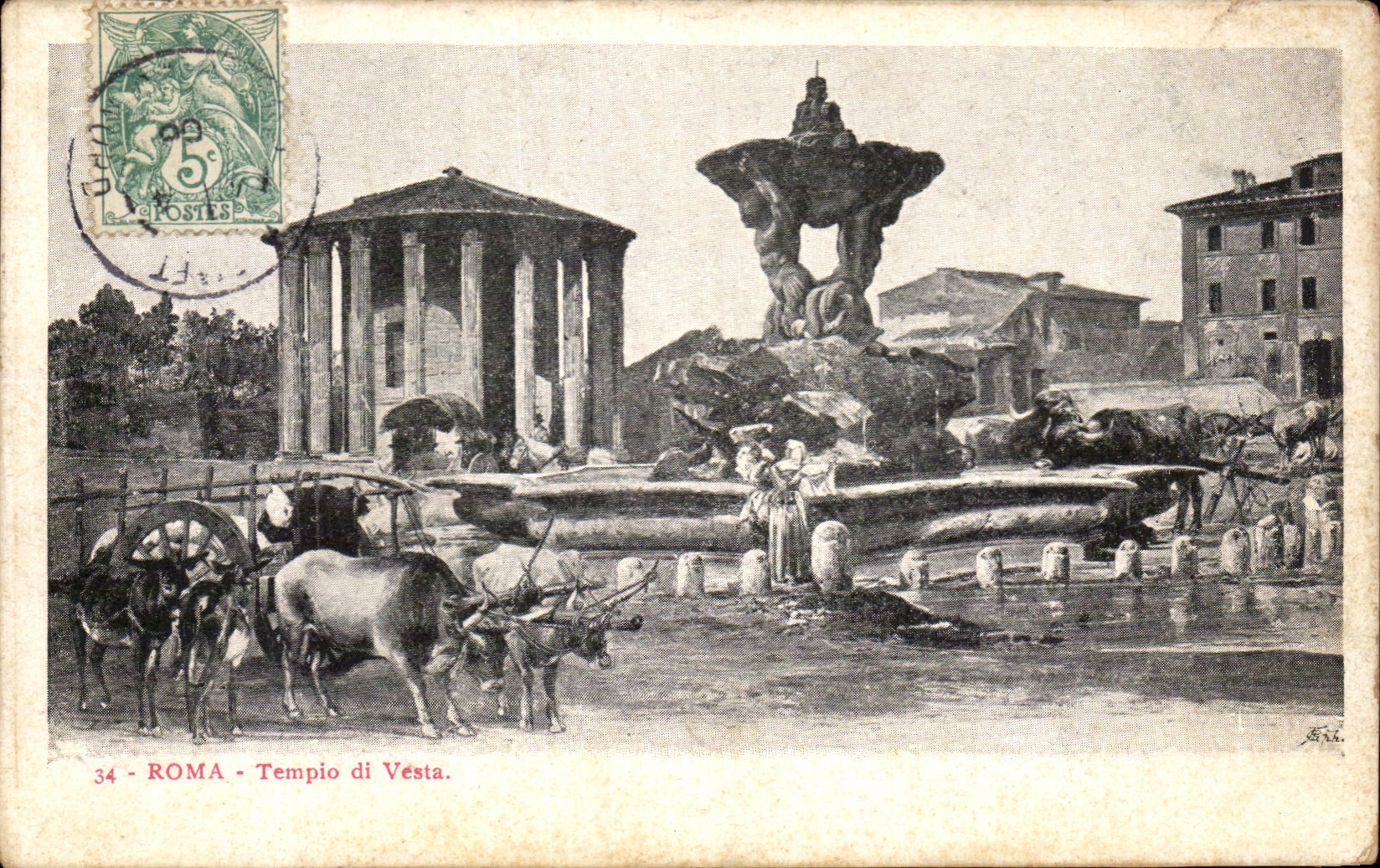 CPA Roma Tempio di Vesta Attekage de bueyes