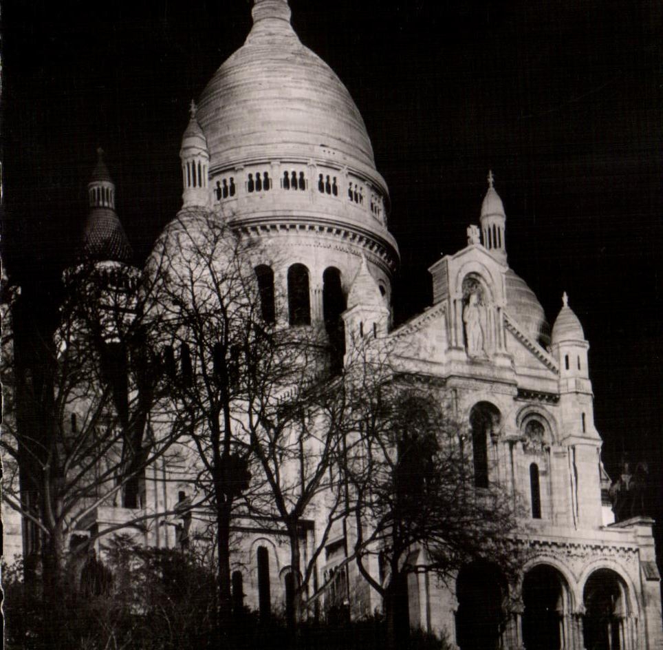 CPA Paris the Night the Sacring Montmartre Heart