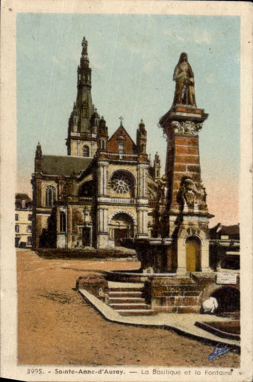 CPA Sainte Anne D' Auray the Basilica and the Fountain