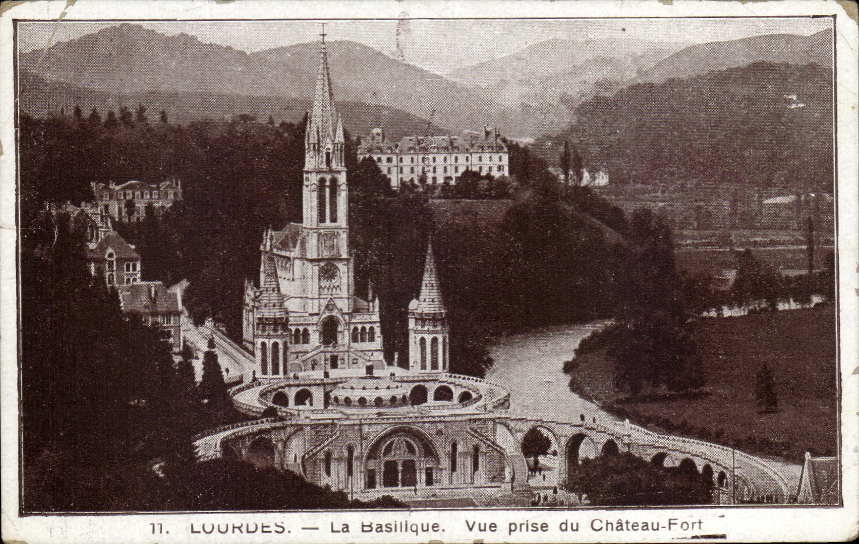 CPA Lourdes the Basilica Seen from of the Castle Fort