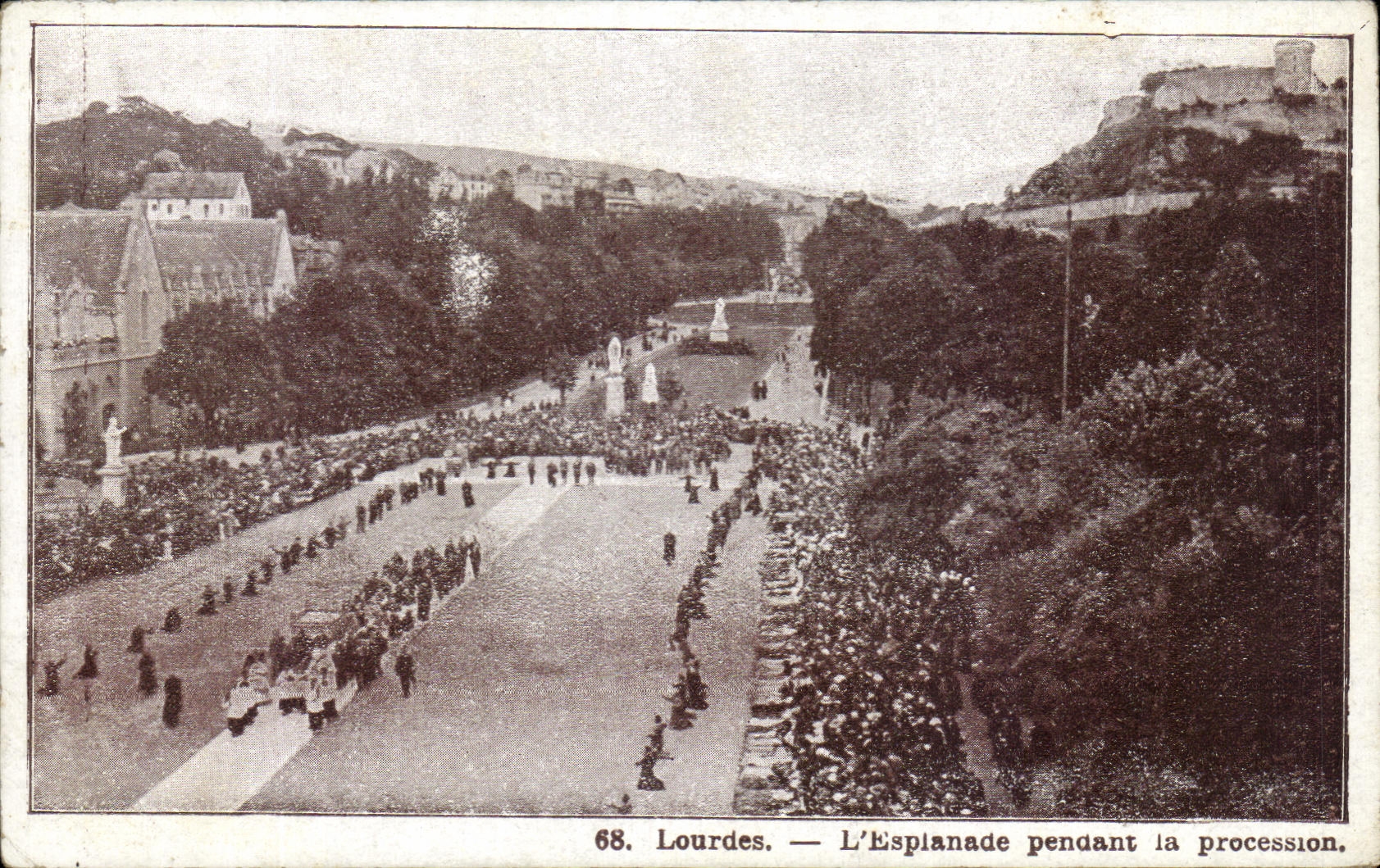 CPA Lourdes the Esplanade During the Procession