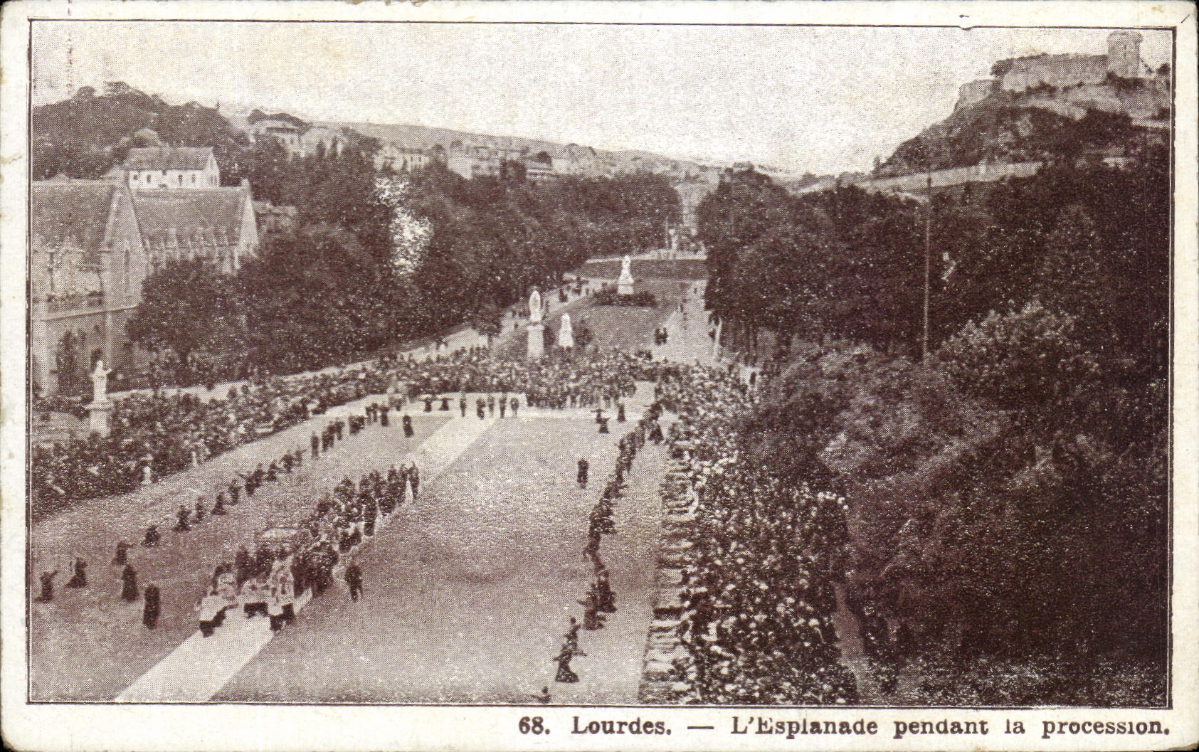 CPA Lourdes the Esplanade During the Procession