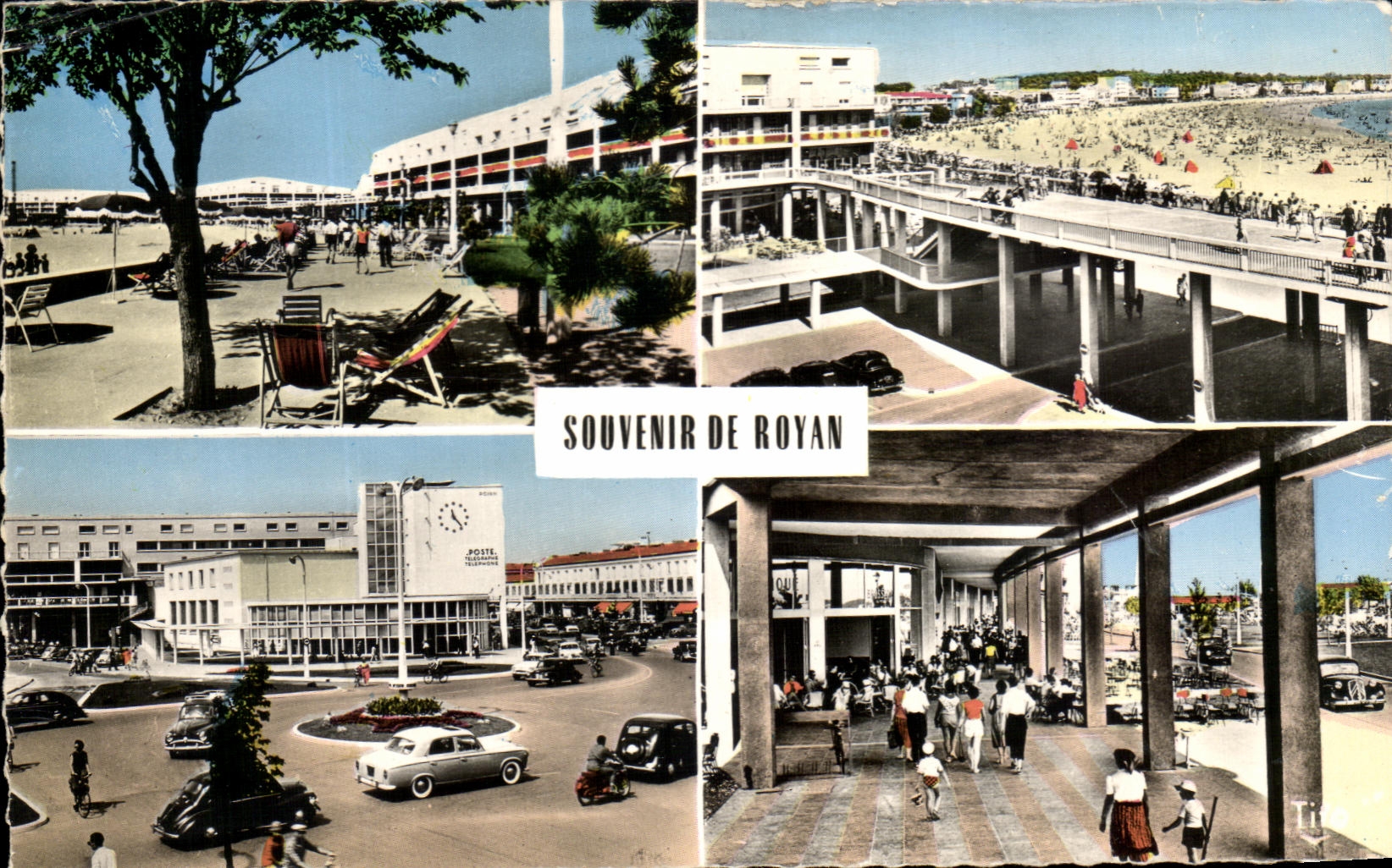 CPA Royan el frente de mar la playa y el punto redondo del portico de la oficina de correos cubrio la caminata