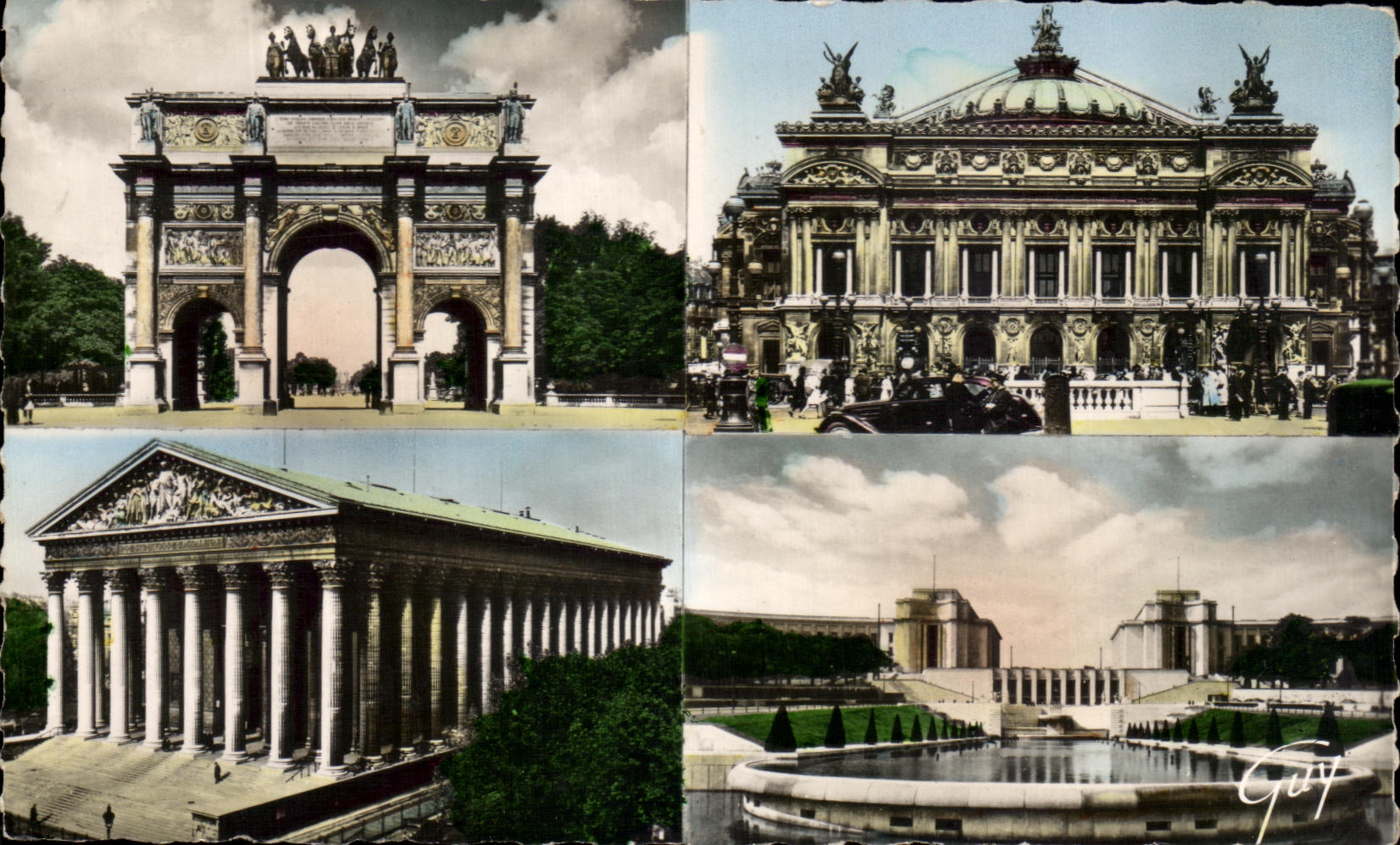 CPA Paris And sus maravillas Arc De Triomphe del teatro del carrusel de la opera Church de la Madeleine