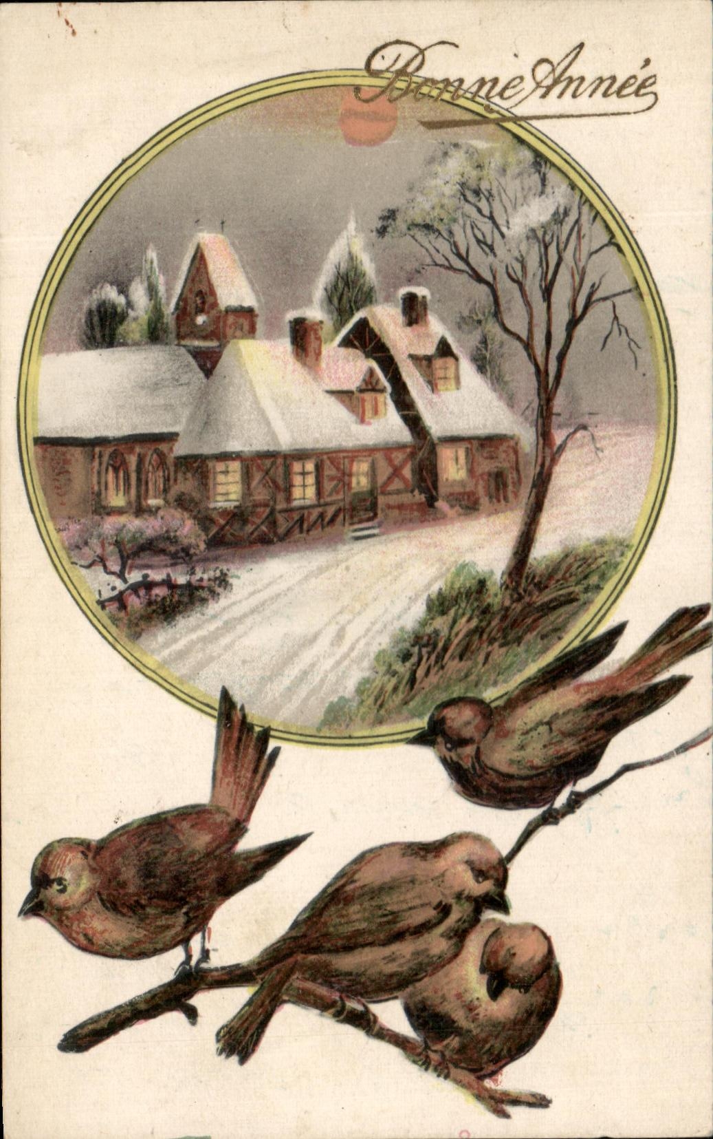 CPA Bonne Annee Oiseaux