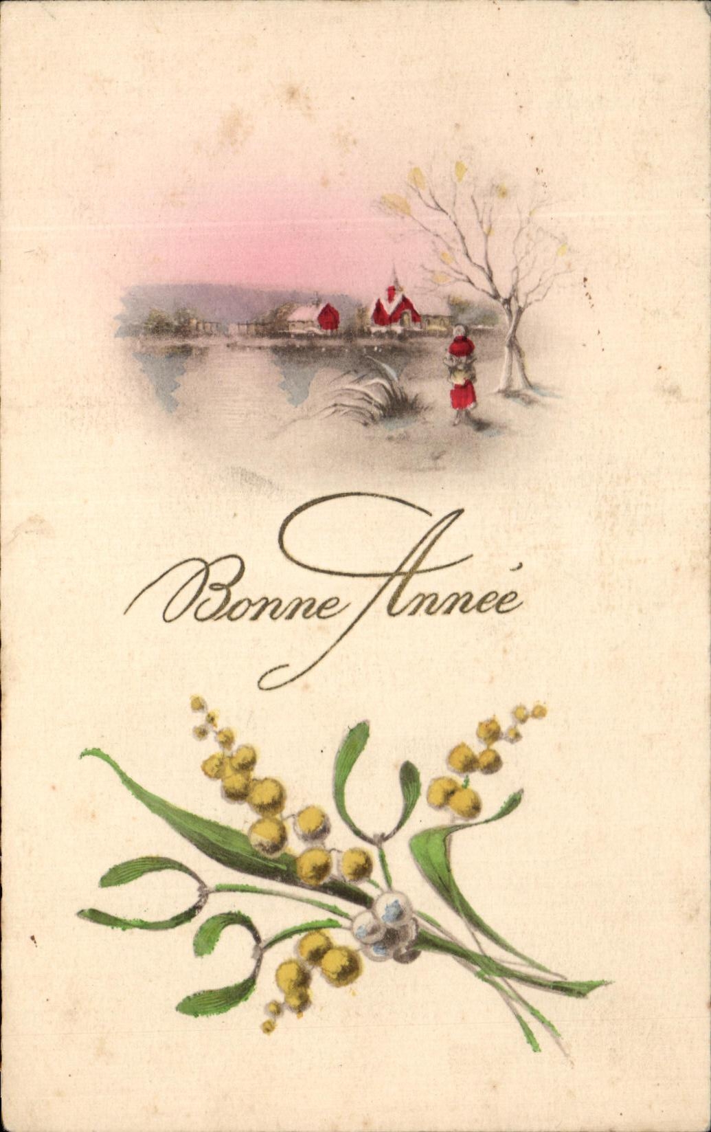 CPA Bonne Annee Fleurs