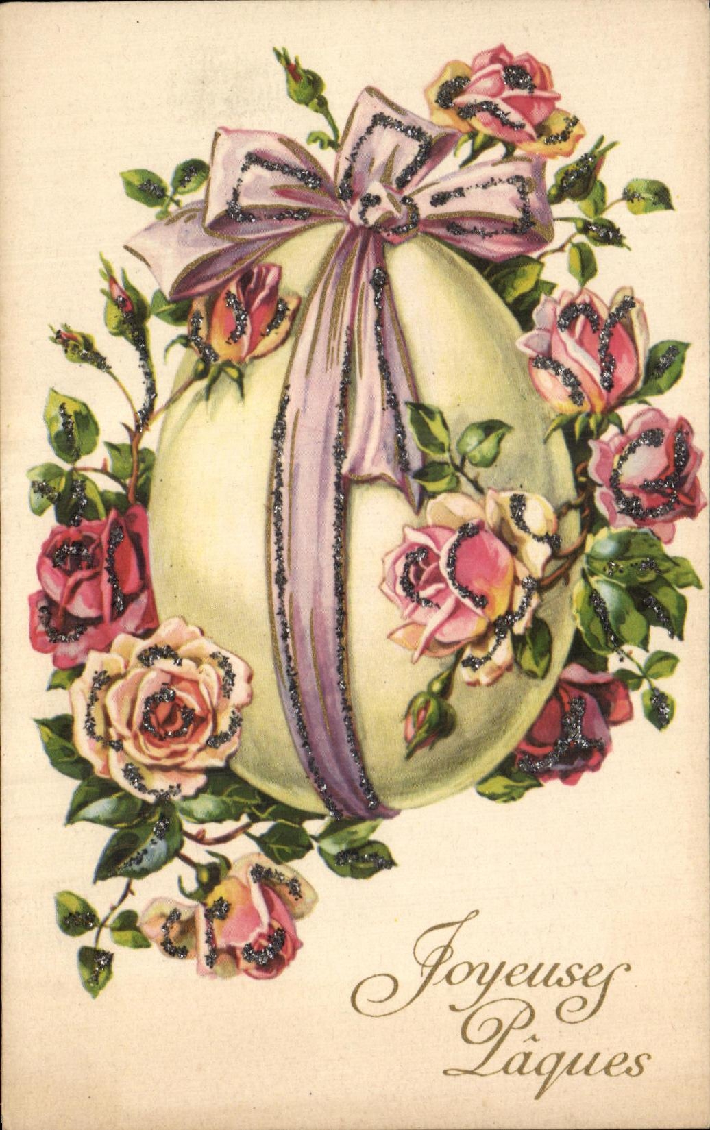 Felices flores del huevo de CPA Pascua