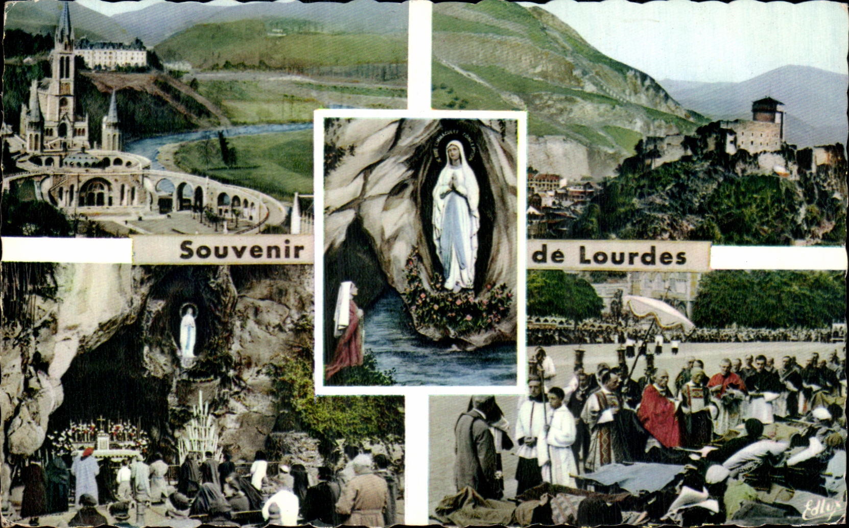 CPA Lourdes the basilica the cave and the strong castle