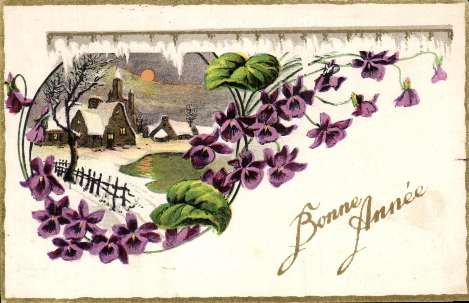 CPA Bonne Annee Fleurs