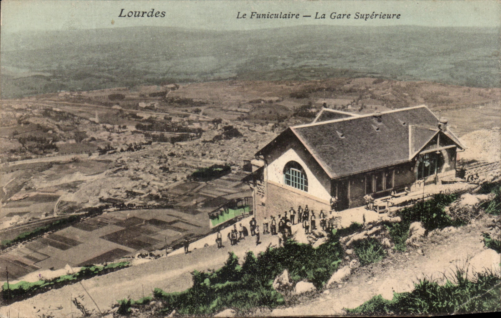 CPA Lourdes the Funicular Train station Higher