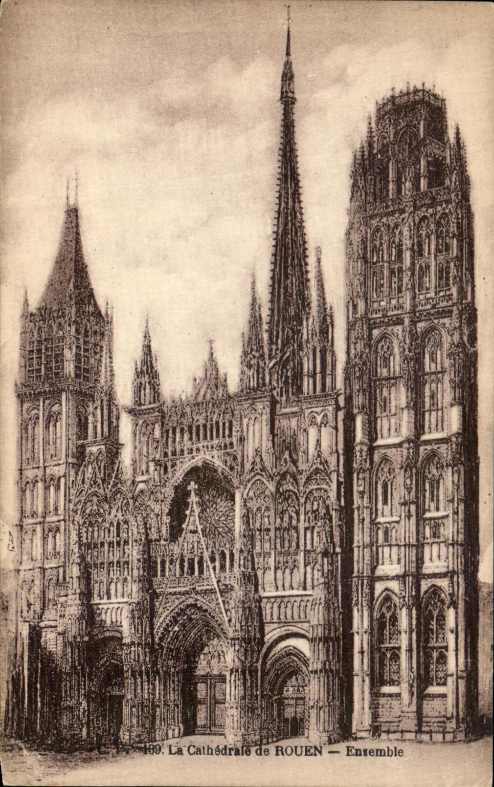 CPA the Cathedral of Rouen Together